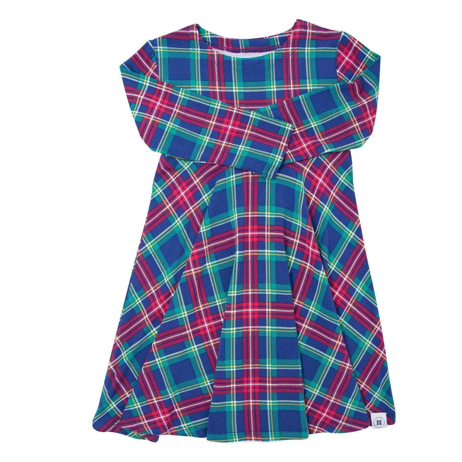 Swirly Girl Dress - Navy Tartan