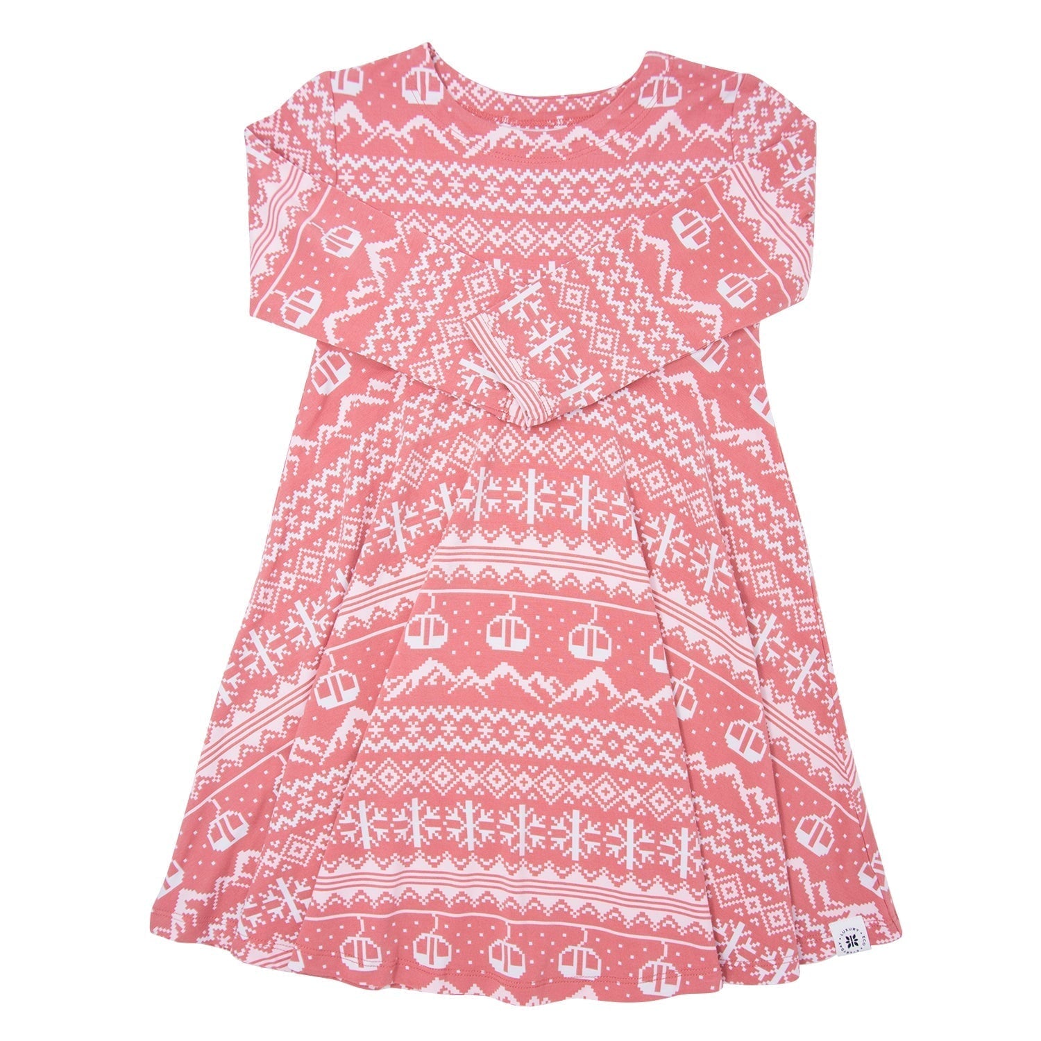 Swirly Girl Dress - Fair Isle Ski Pink