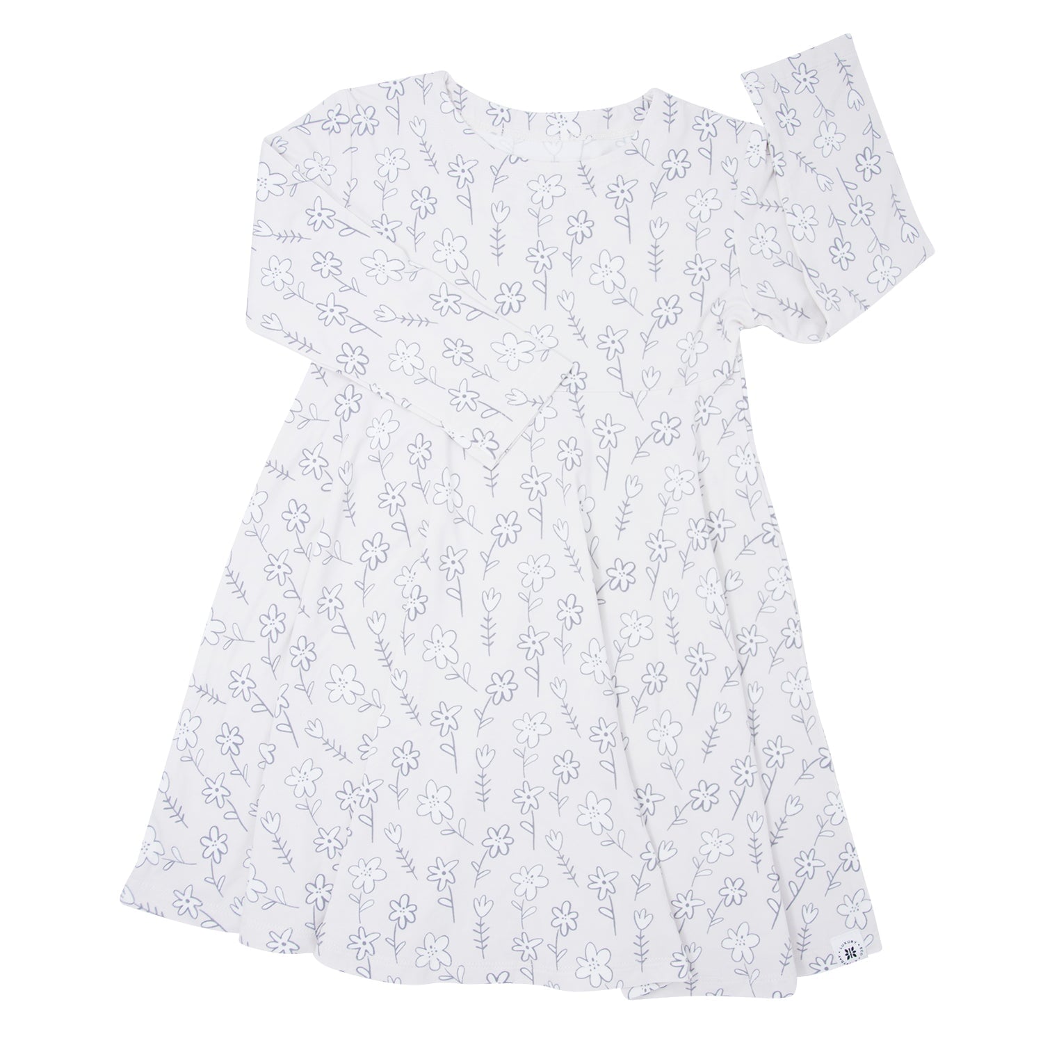 Swirly Girl Dress - Grey Doodle