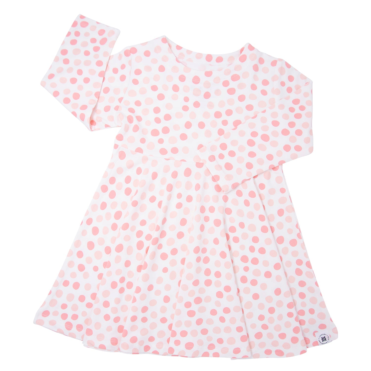 Swirly Girl Dress Long Sleeve - Polka Dot Pink