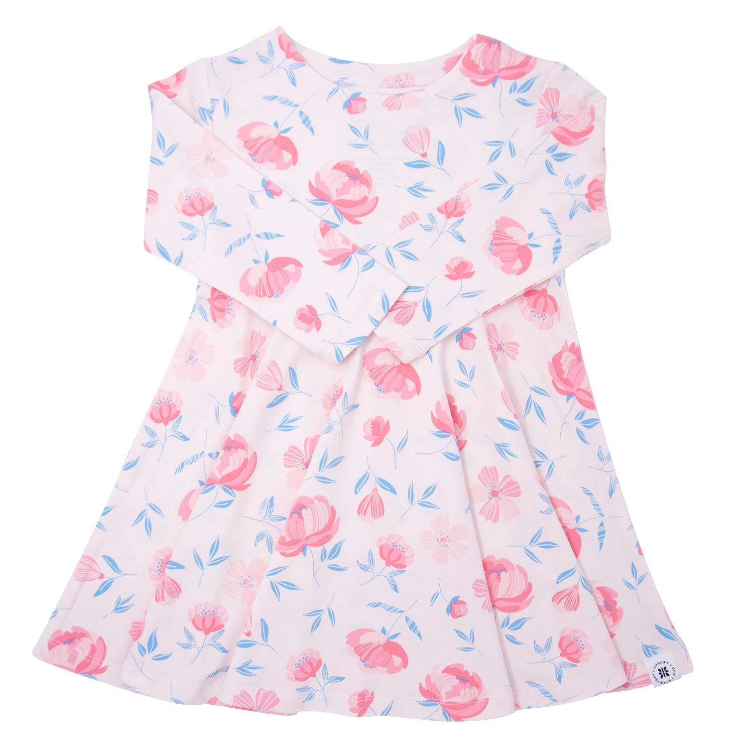 Swirly Girl Dress Long Sleeve - Peony Pink