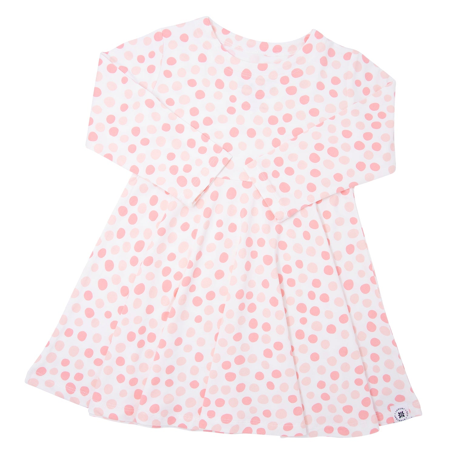 Swirly Girl Dress Long Sleeve - Polka Dot Pink