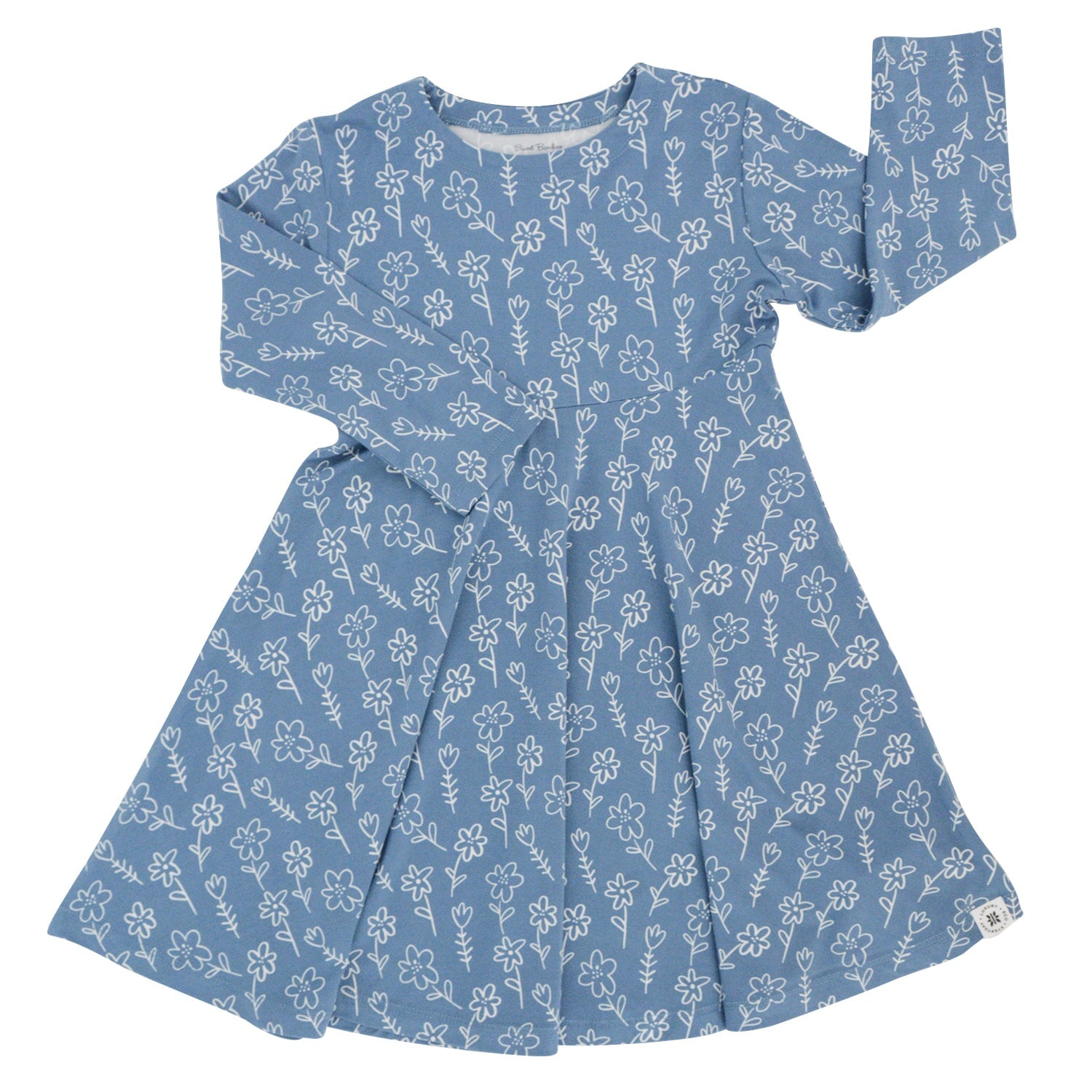 Swirly Girl Dress - Blue Doodle