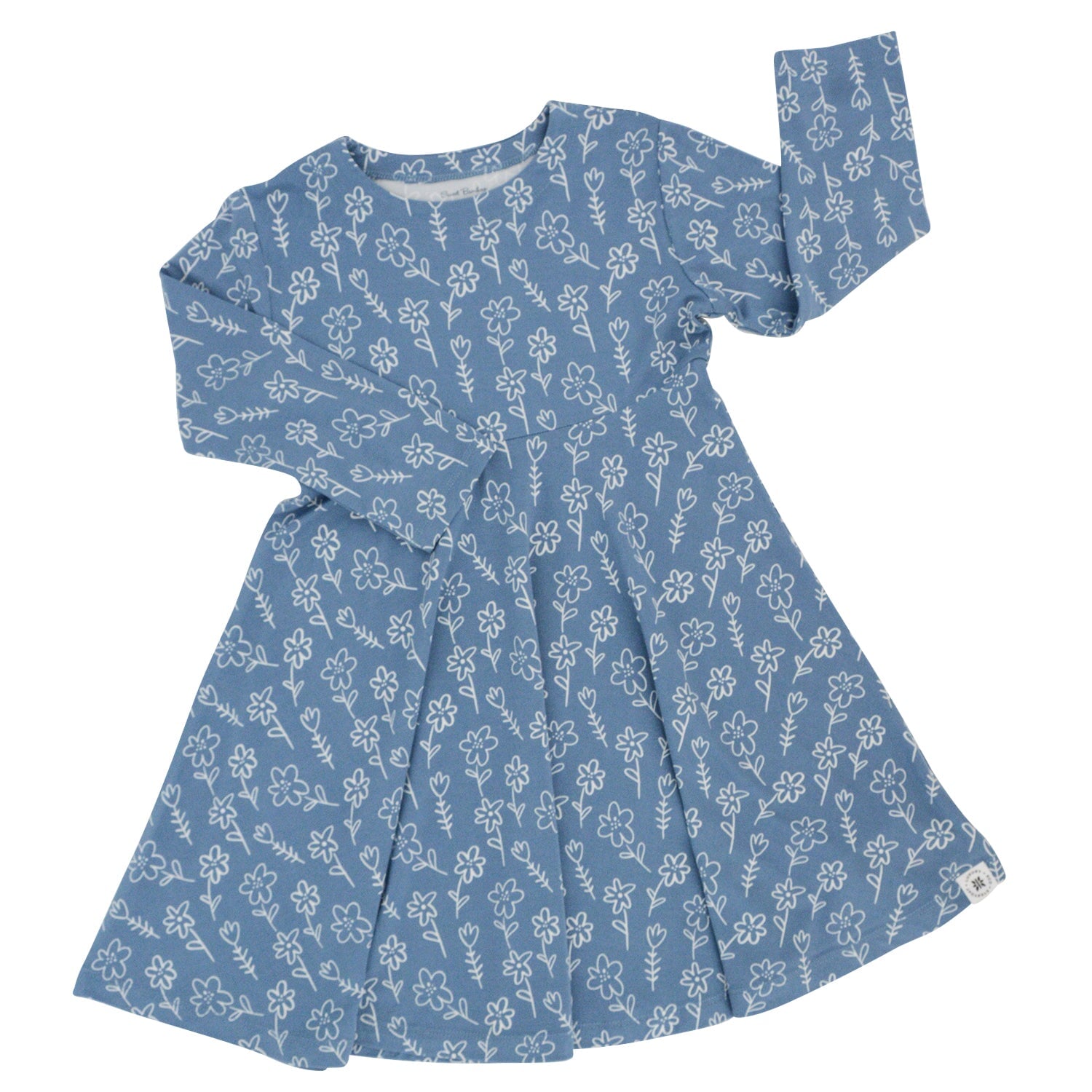 Swirly Girl Dress - Blue Doodle