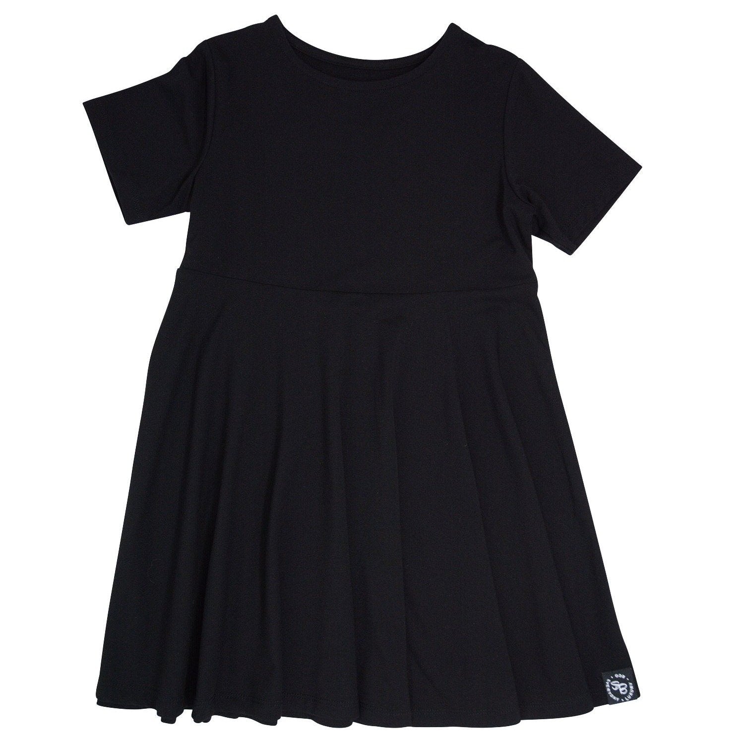 Swirly Girl Short Sleeve Dress - Blazing Black