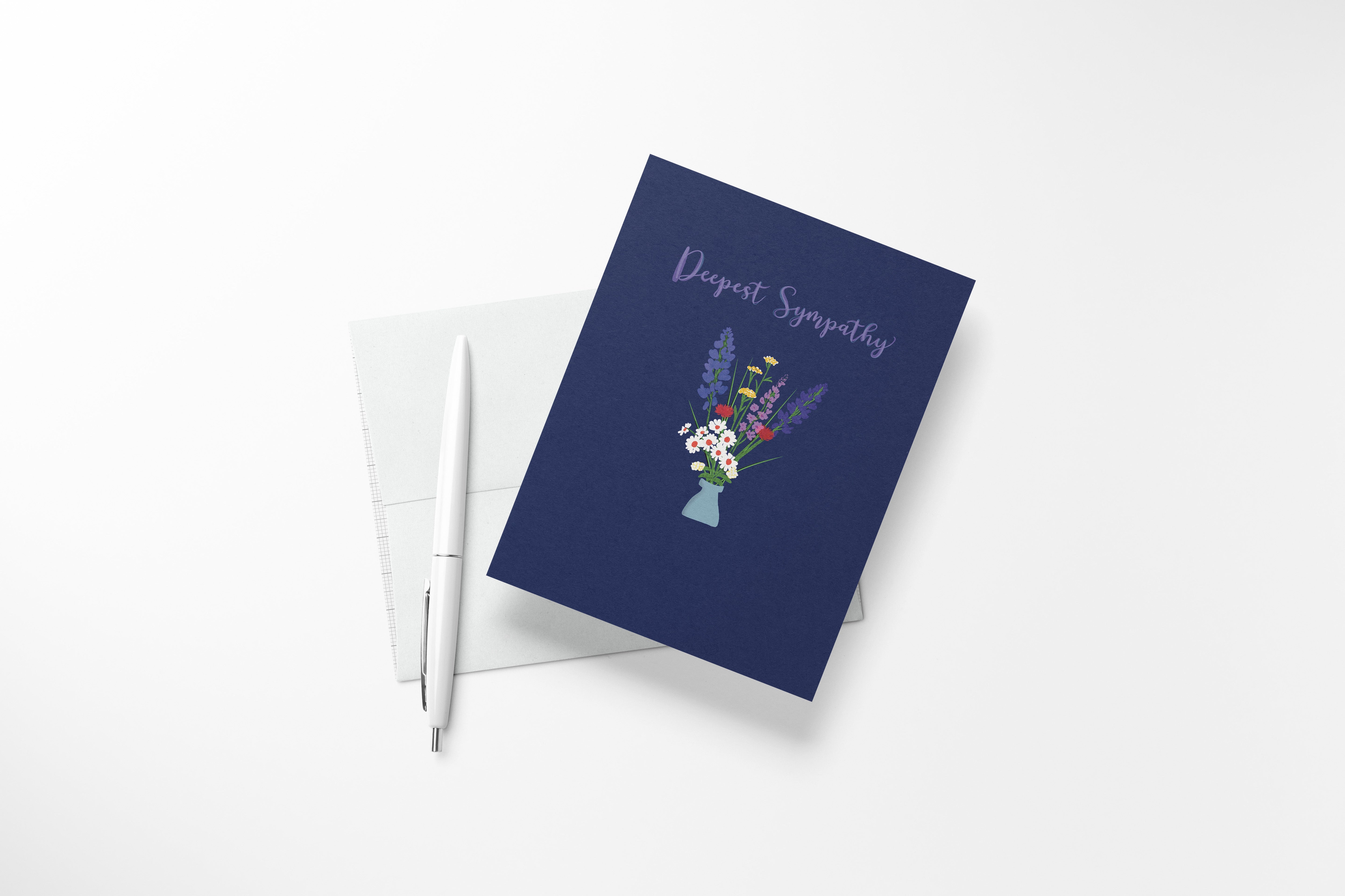 Deepest Sympathy Wildflower Vase Greeting Card