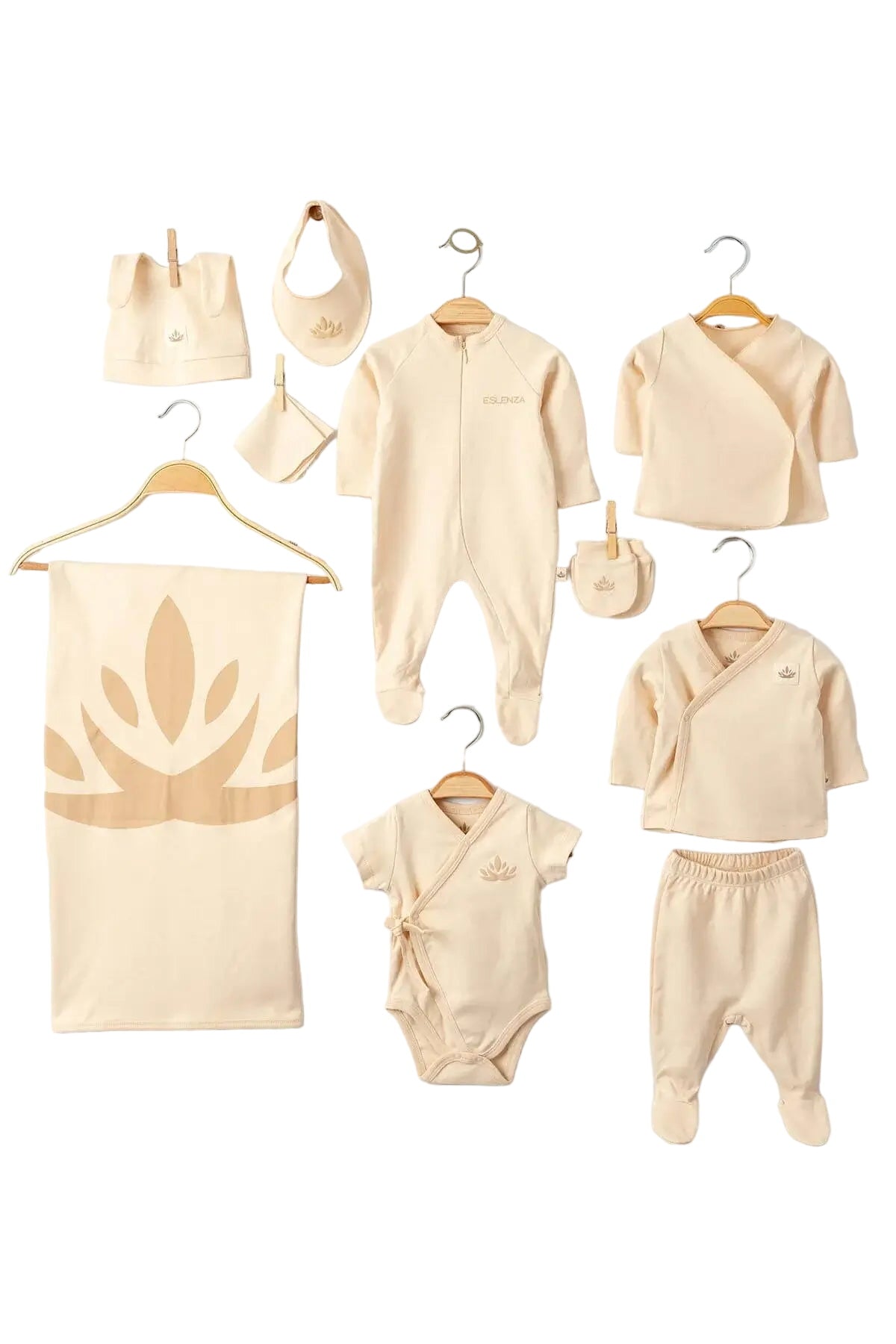 Organic Cotton Newborn Beige Coming Home Set - 10 Pcs