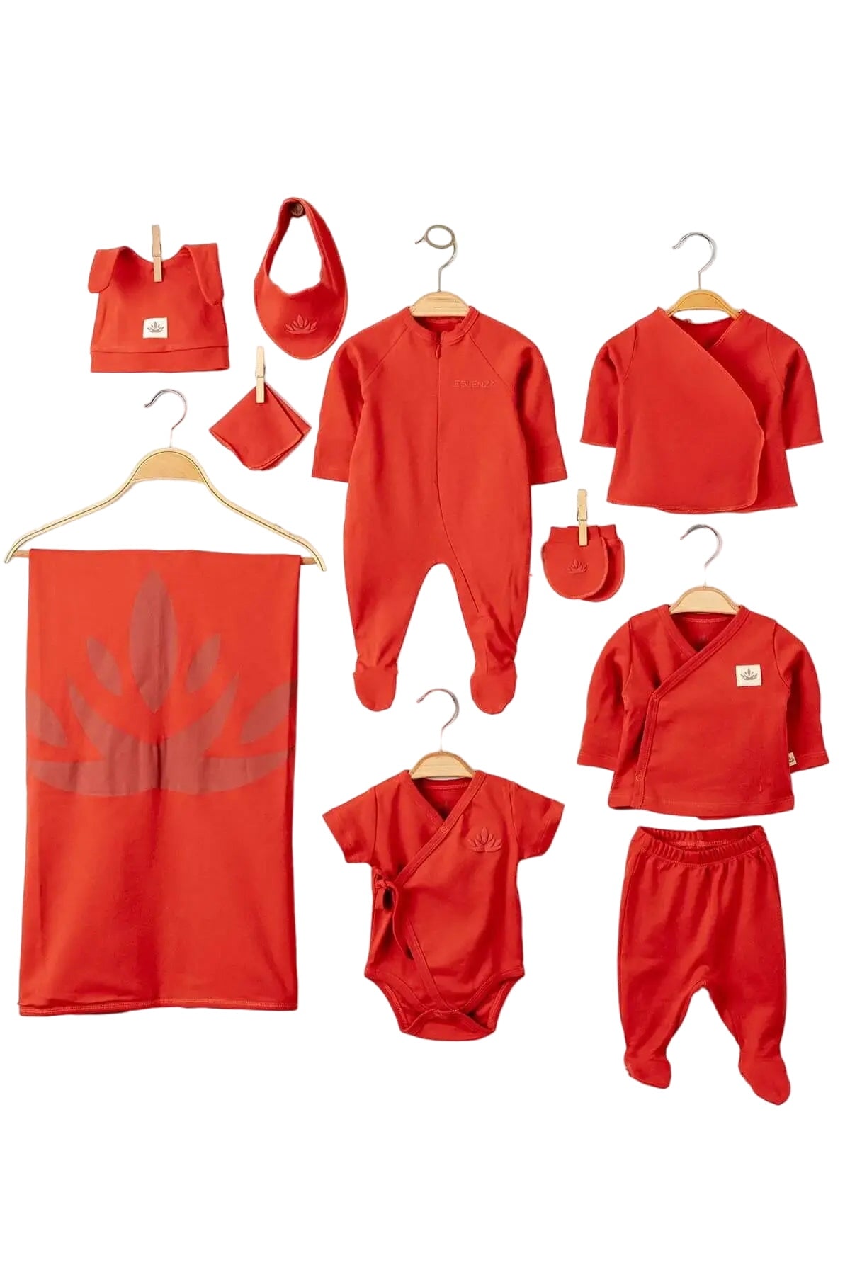 Organic Cotton Newborn Red Coming Home Set - 10 Pcs