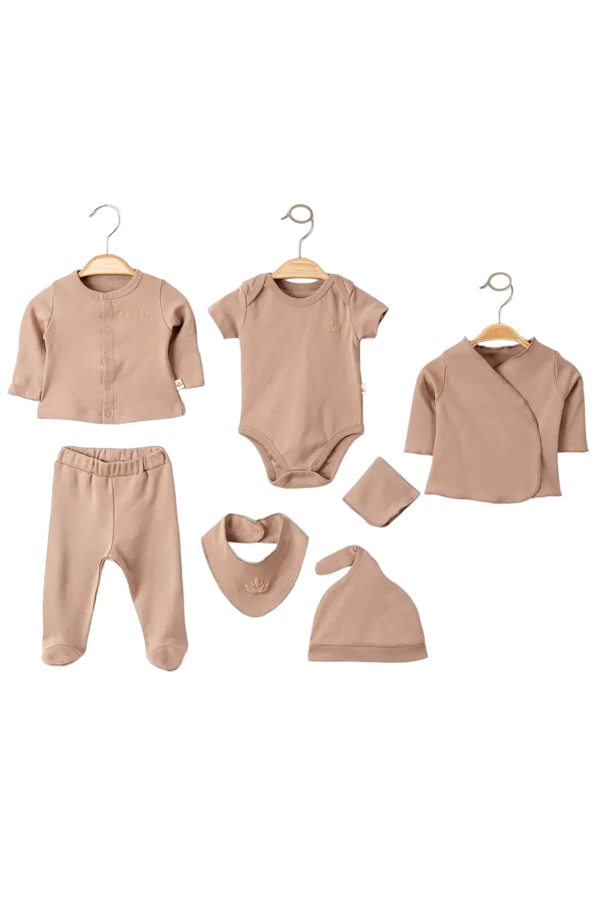 Organic Cotton Newborn Brown Coming Home Set - 7 Pcs