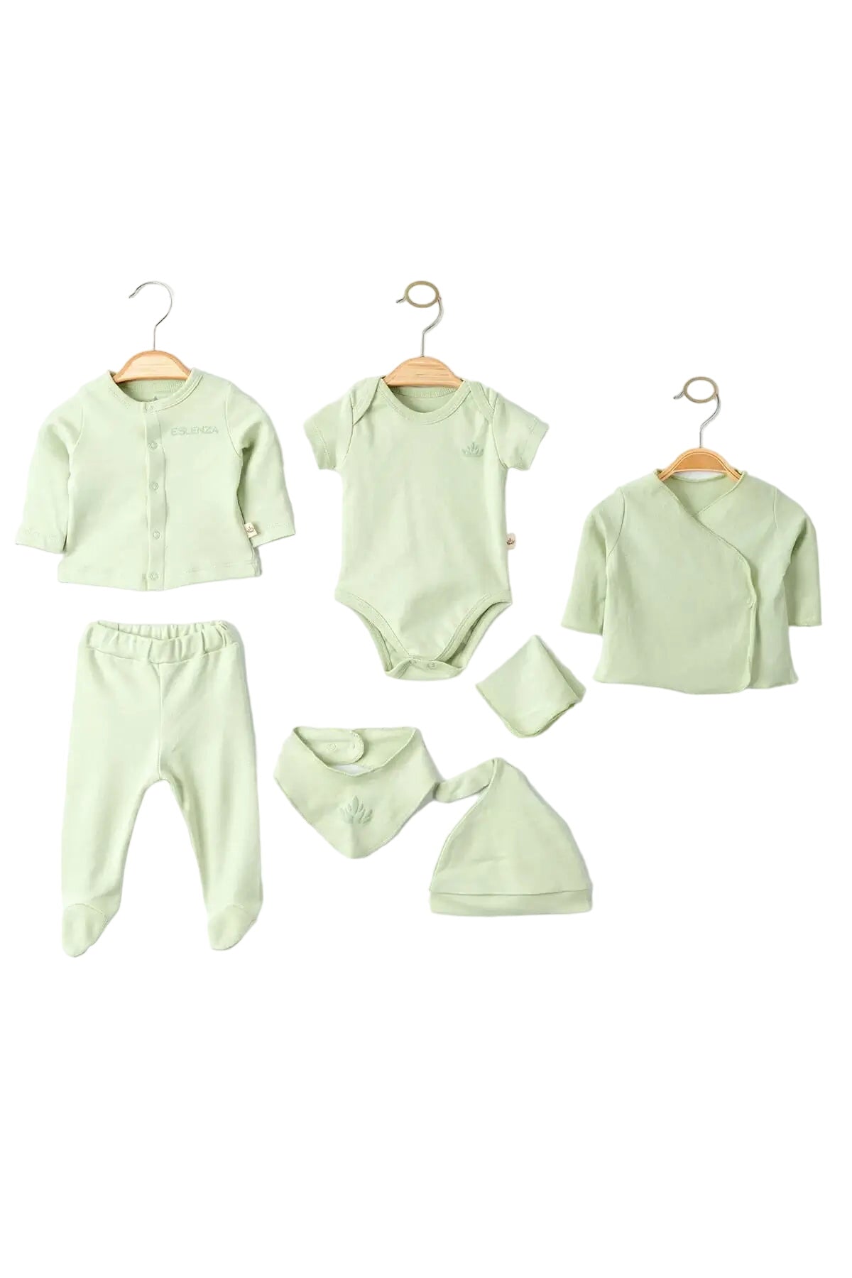 Organic Cotton Newborn Green Coming Home Set - 7 Pcs