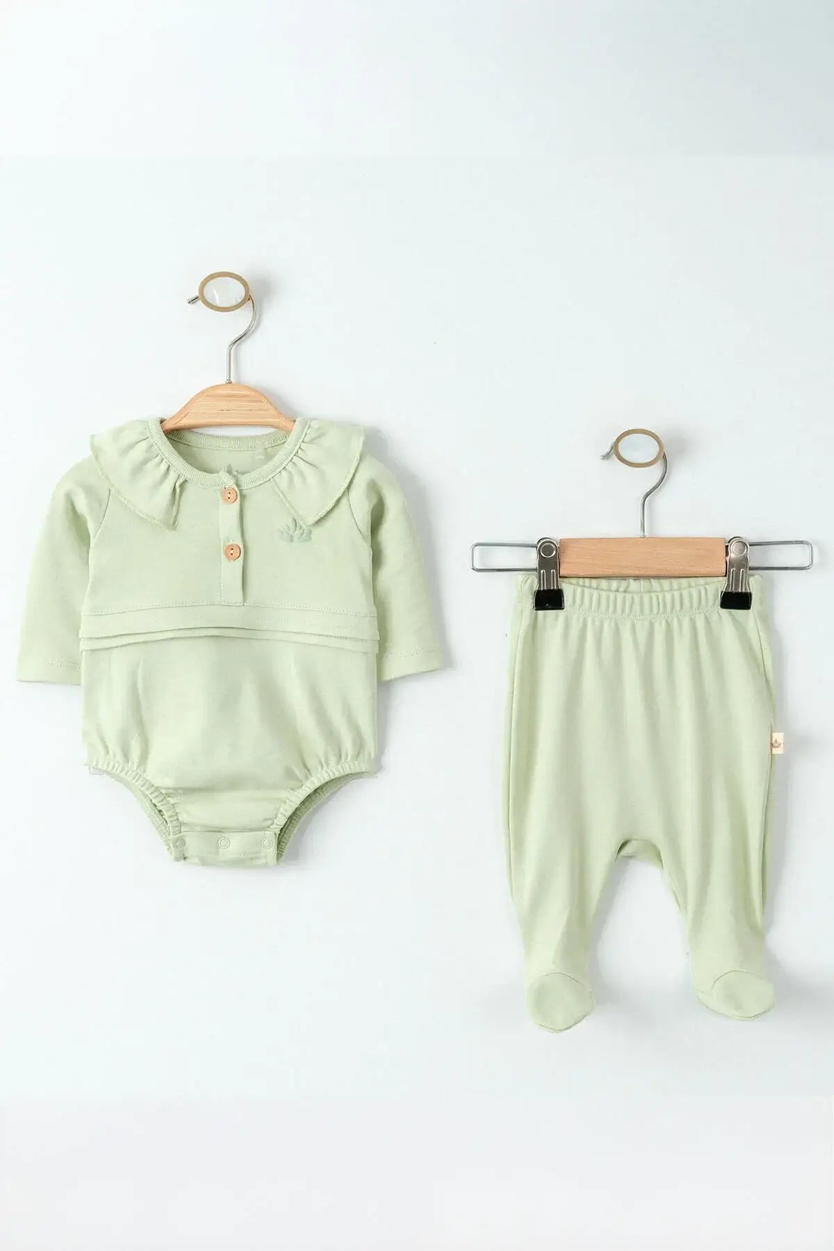 Organic Cotton Green Bodysuit And Pant Set