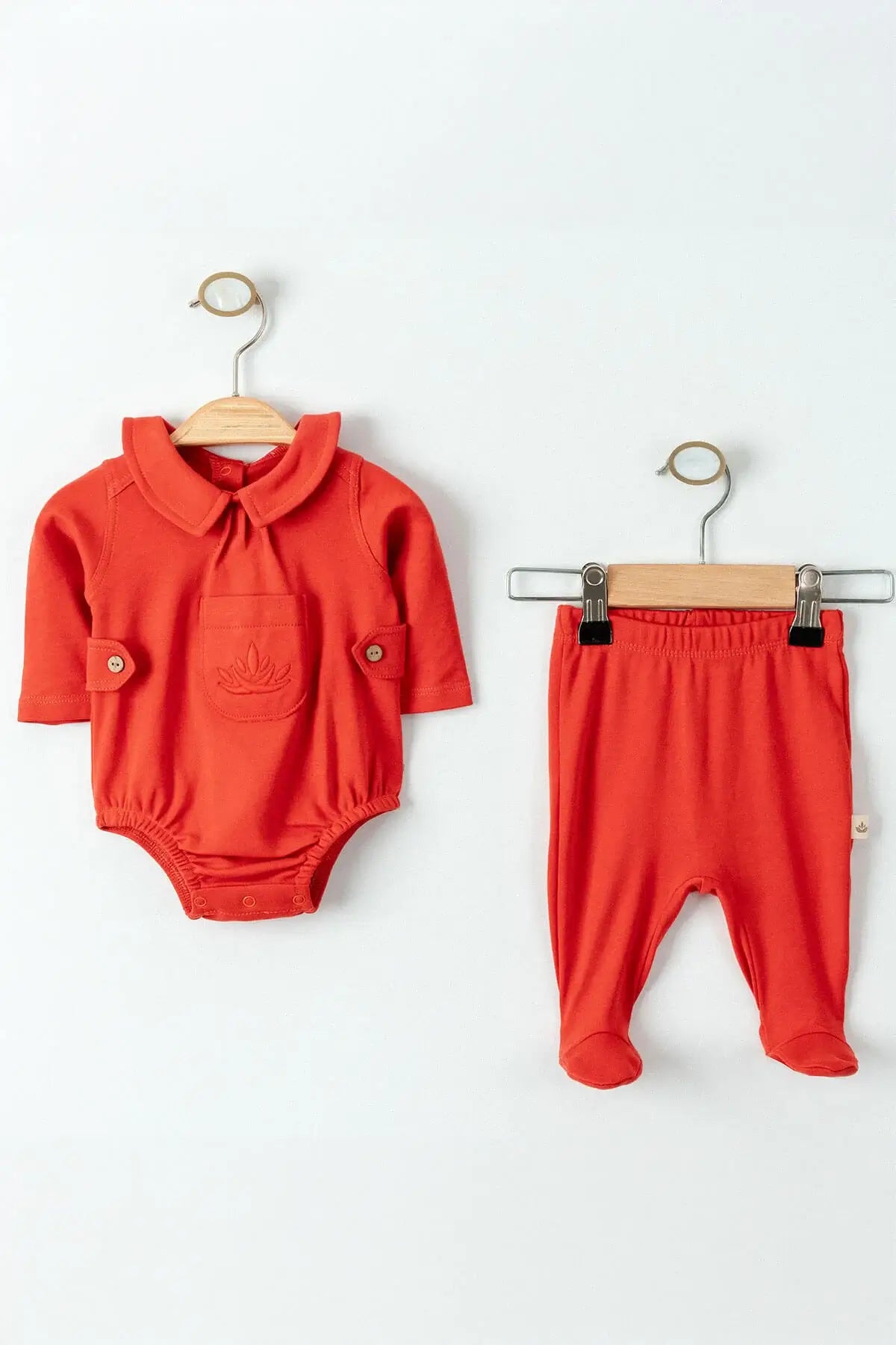 Organic Cotton Red Bodysuit And Pant Set