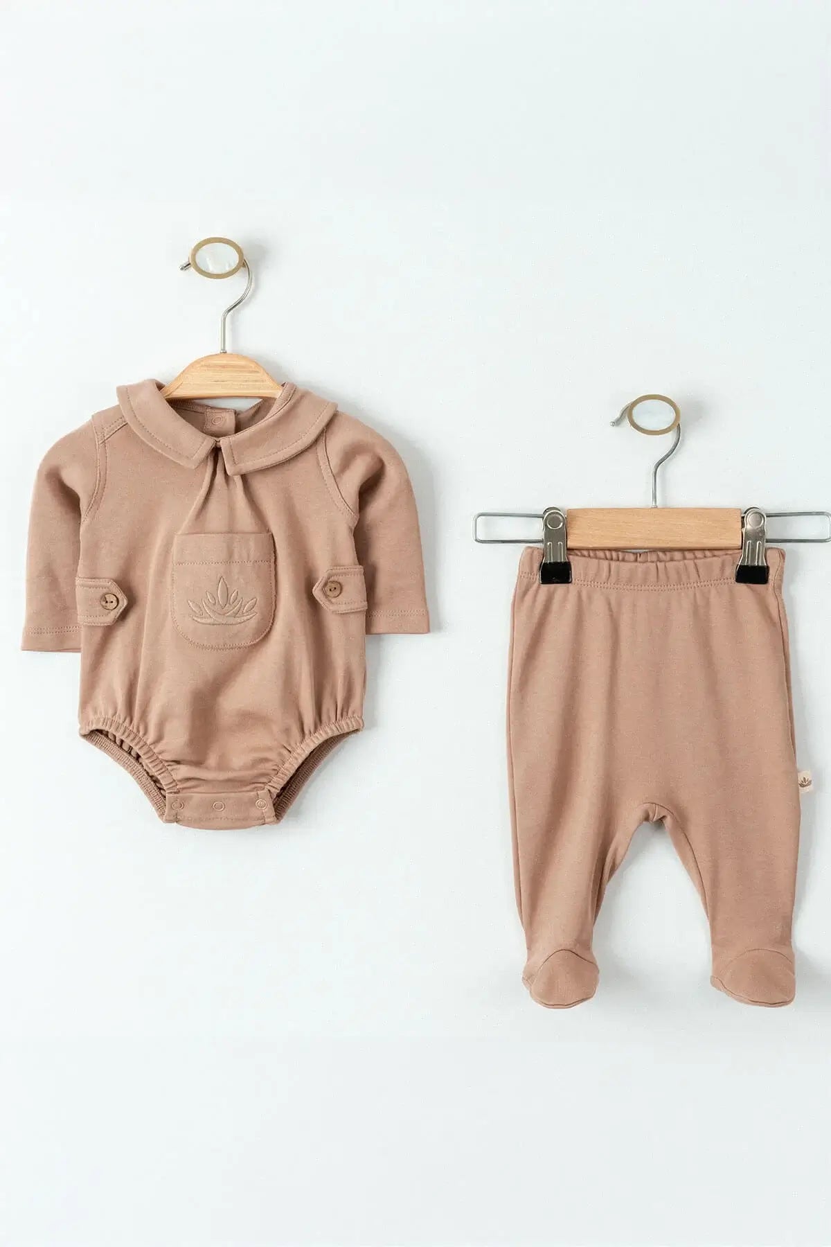 Organic Cotton Brown Bodysuit And Pant Set