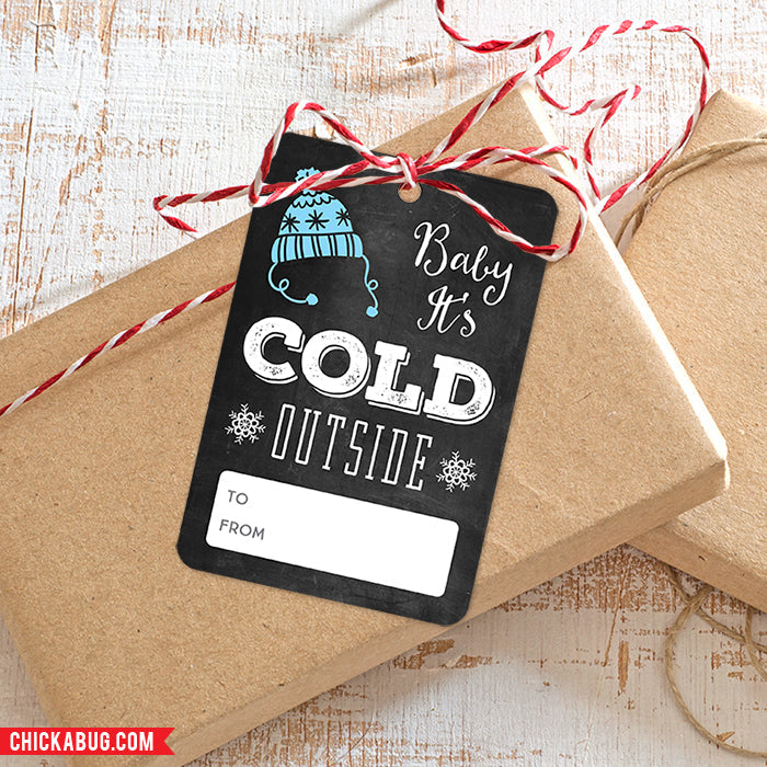 Blue And White Chalkboard Christmas Gift Tags
