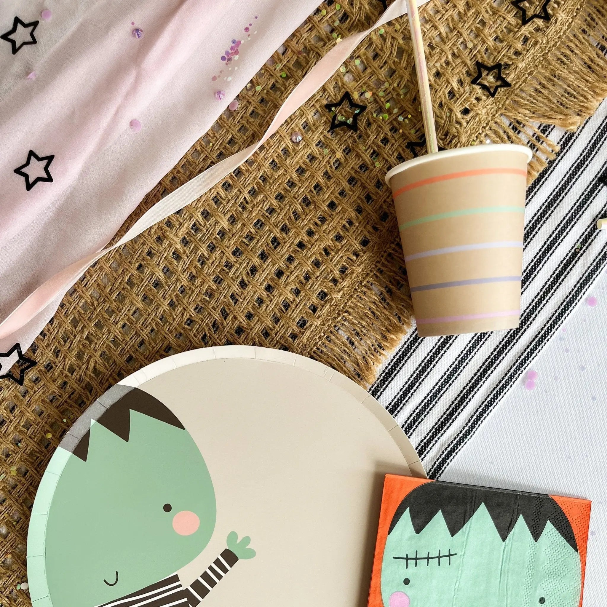 Tan Striped Cups