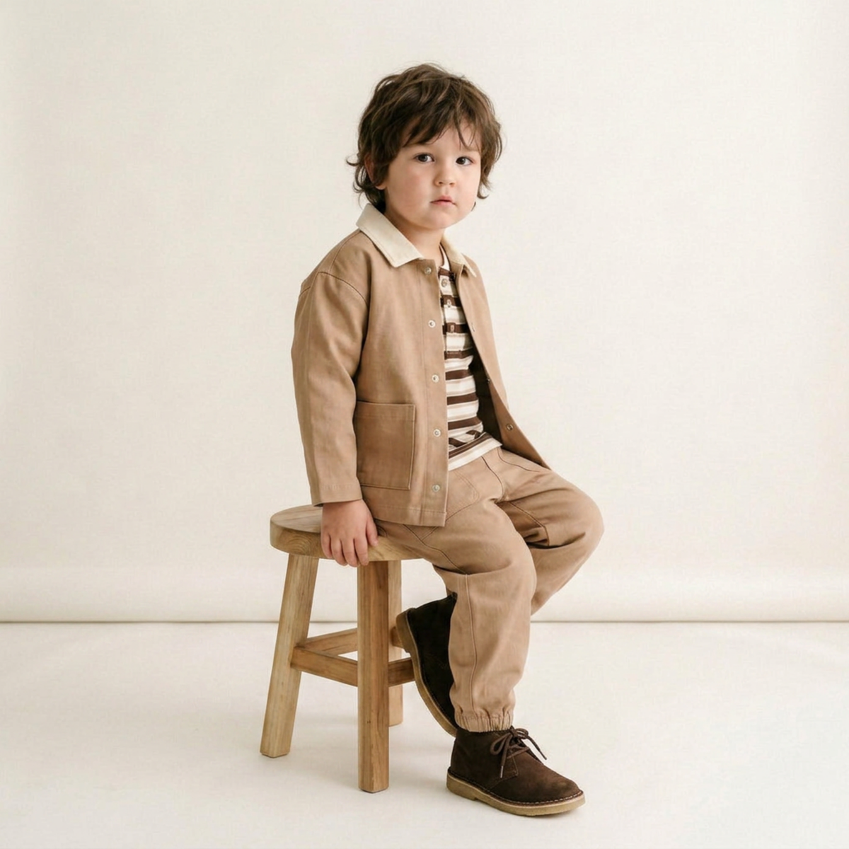 Organic Twill Button Jacket - Taupe