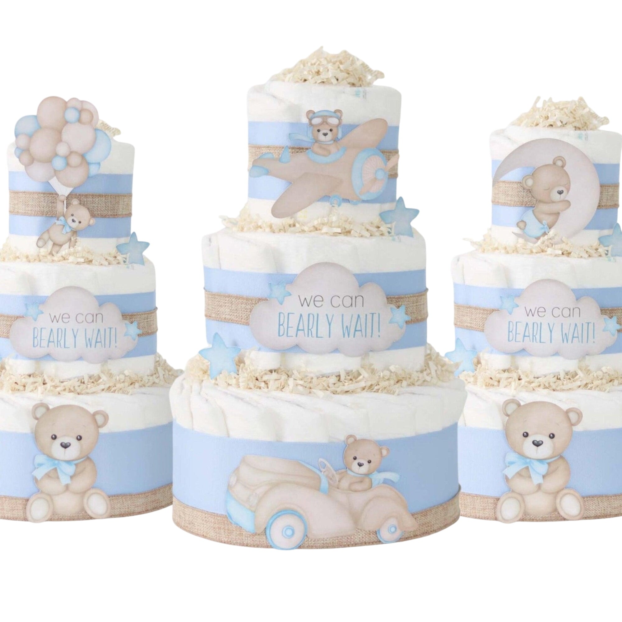 Teddy Bear Diaper Cake Collection - Blue