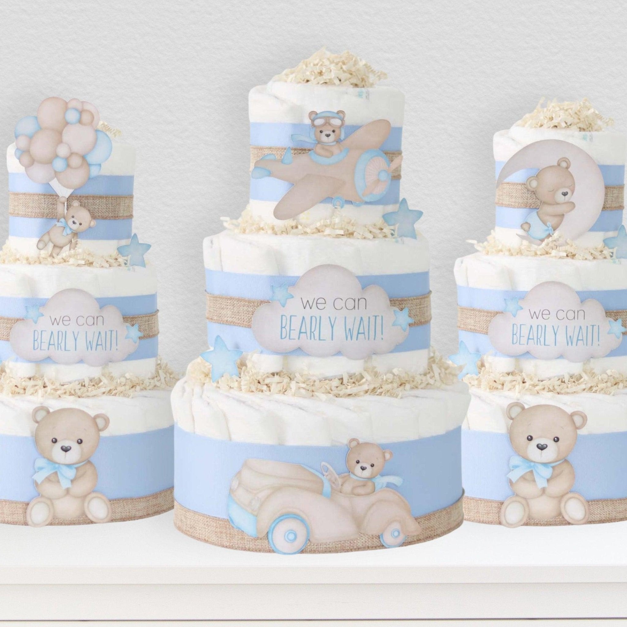 Teddy Bear Diaper Cake Collection - Blue