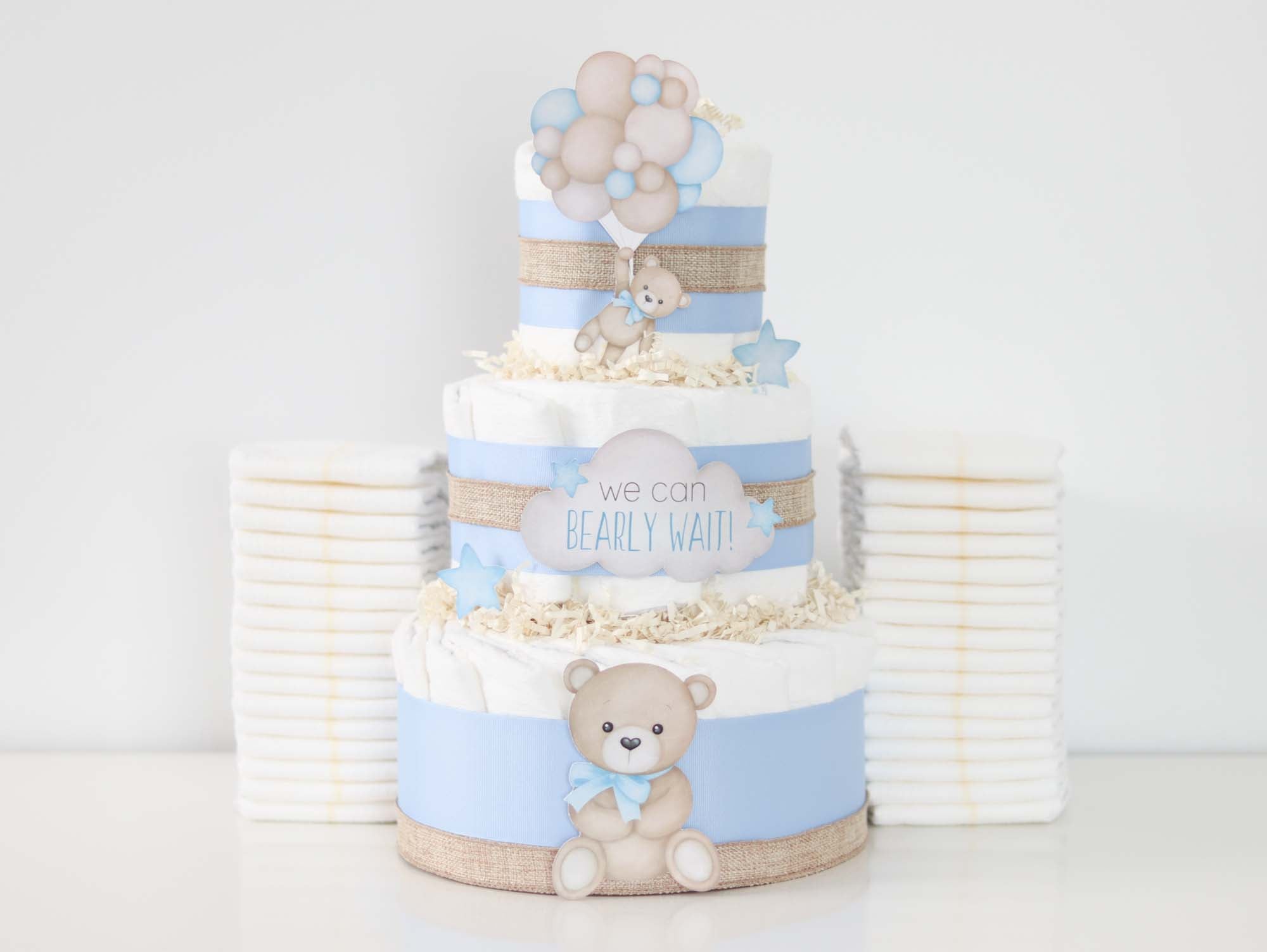 Teddy Bear Diaper Cake Collection - Blue