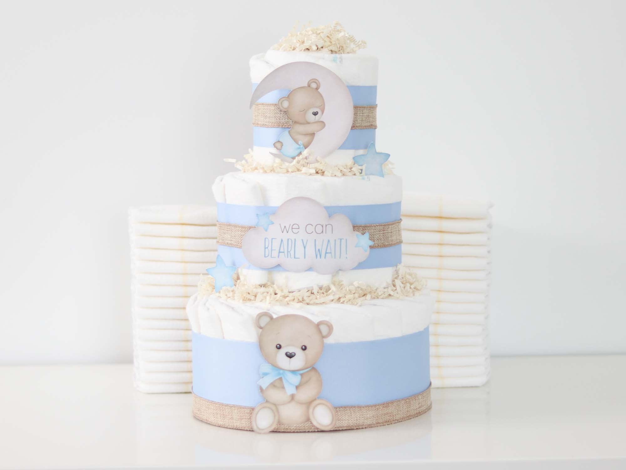 Teddy Bear Diaper Cake Collection - Blue