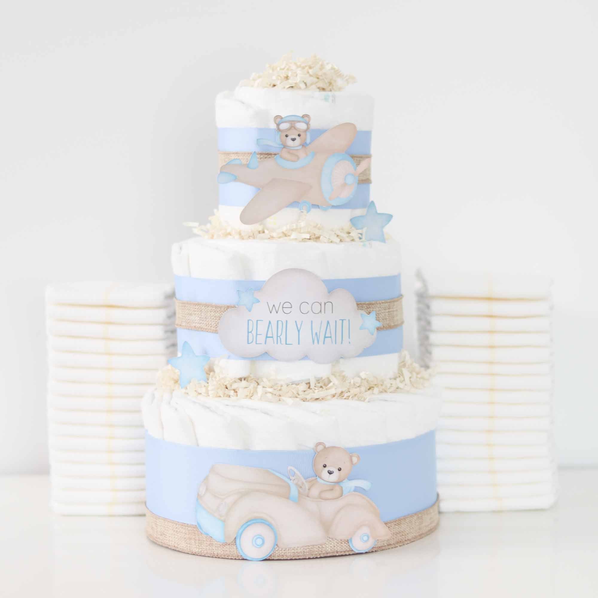 Teddy Bear Diaper Cake Collection - Blue