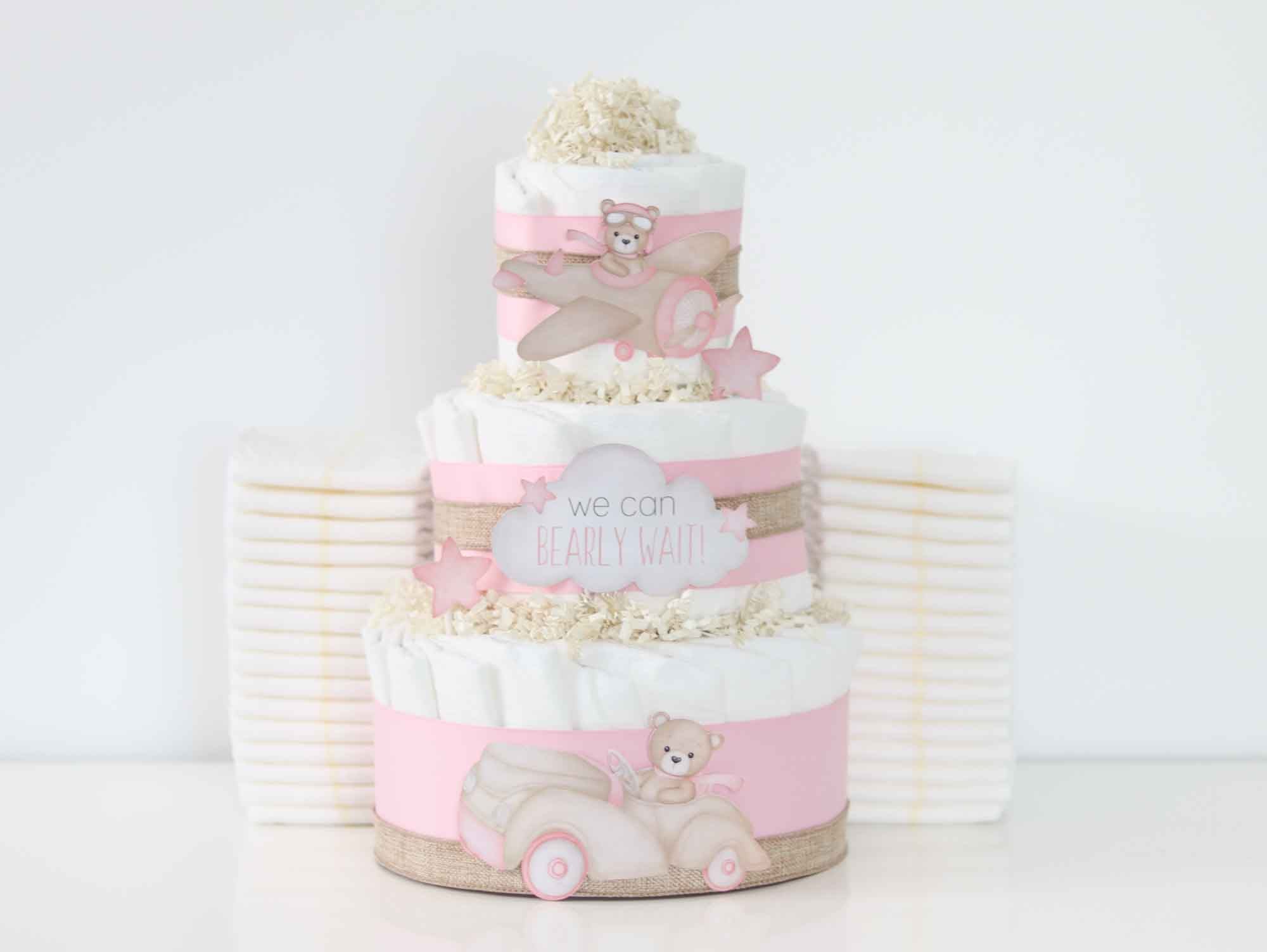 Teddy Bear Diaper Cake Collection - Pink