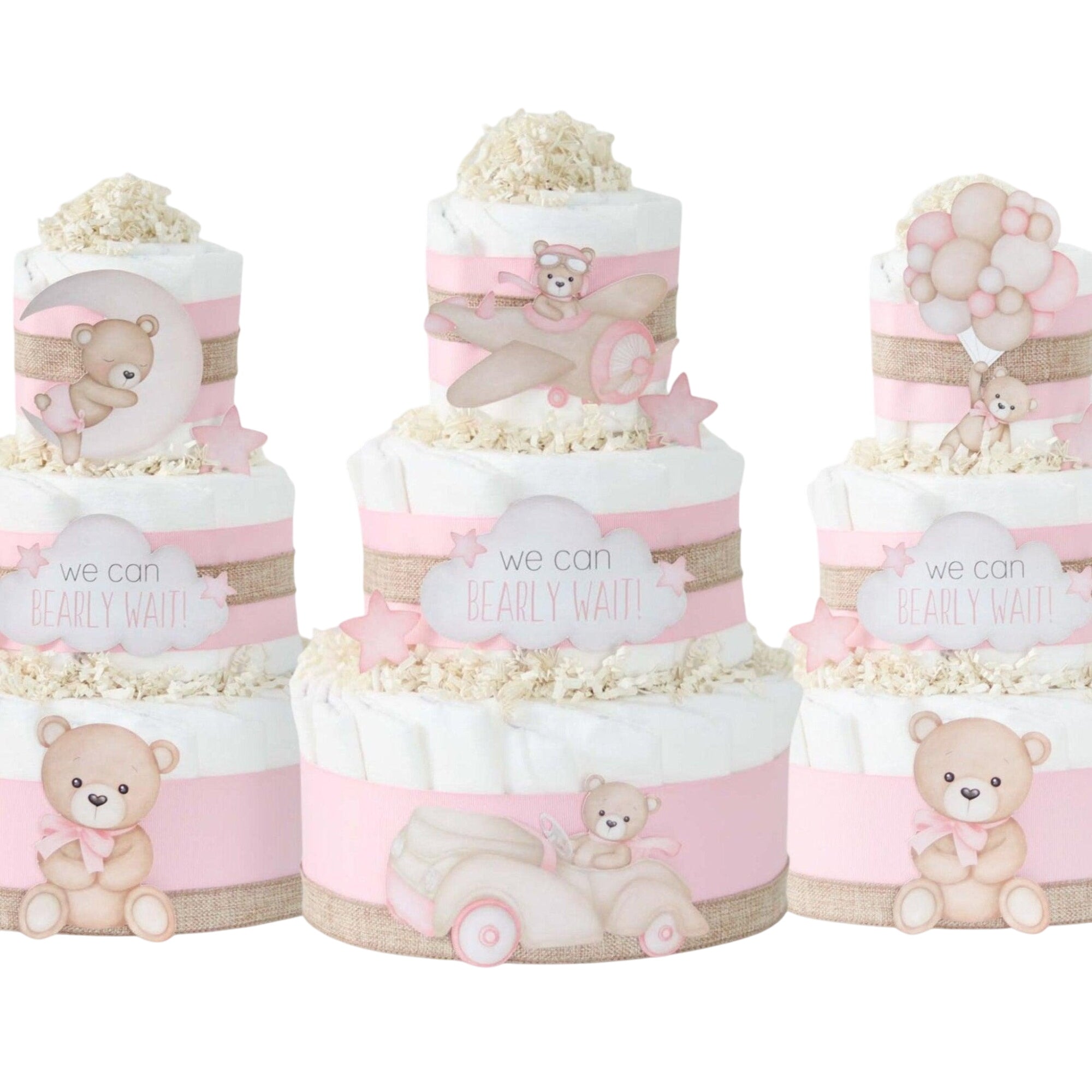 Teddy Bear Diaper Cake Collection - Pink