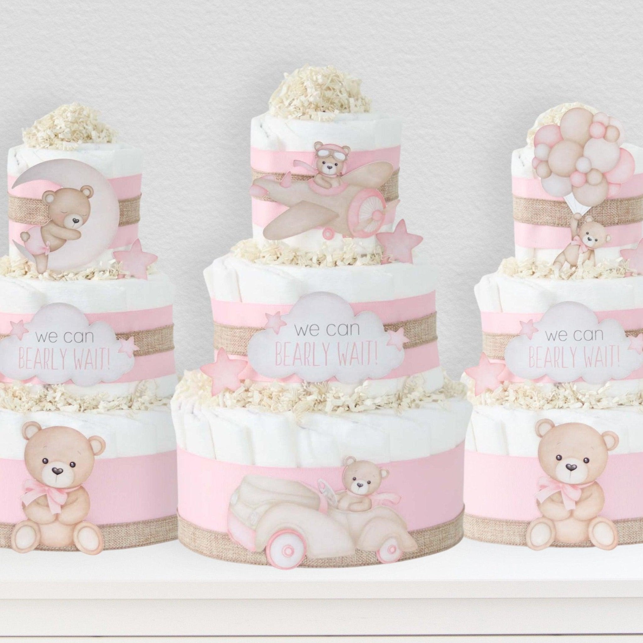 Teddy Bear Diaper Cake Collection - Pink