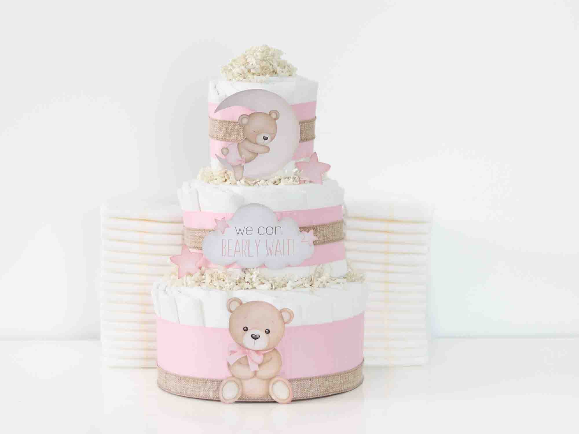 Teddy Bear Diaper Cake Collection - Pink