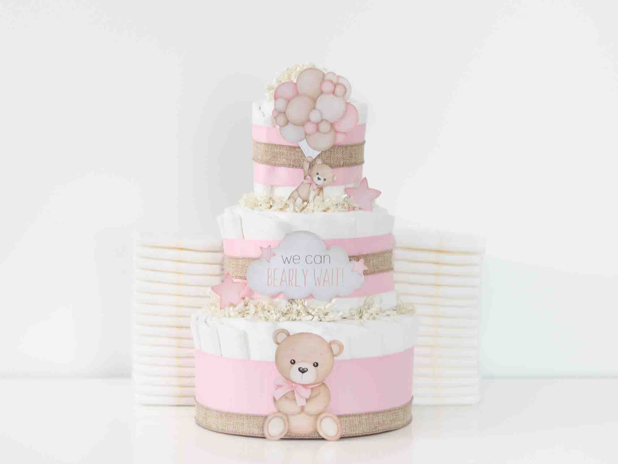 Teddy Bear Diaper Cake Collection - Pink