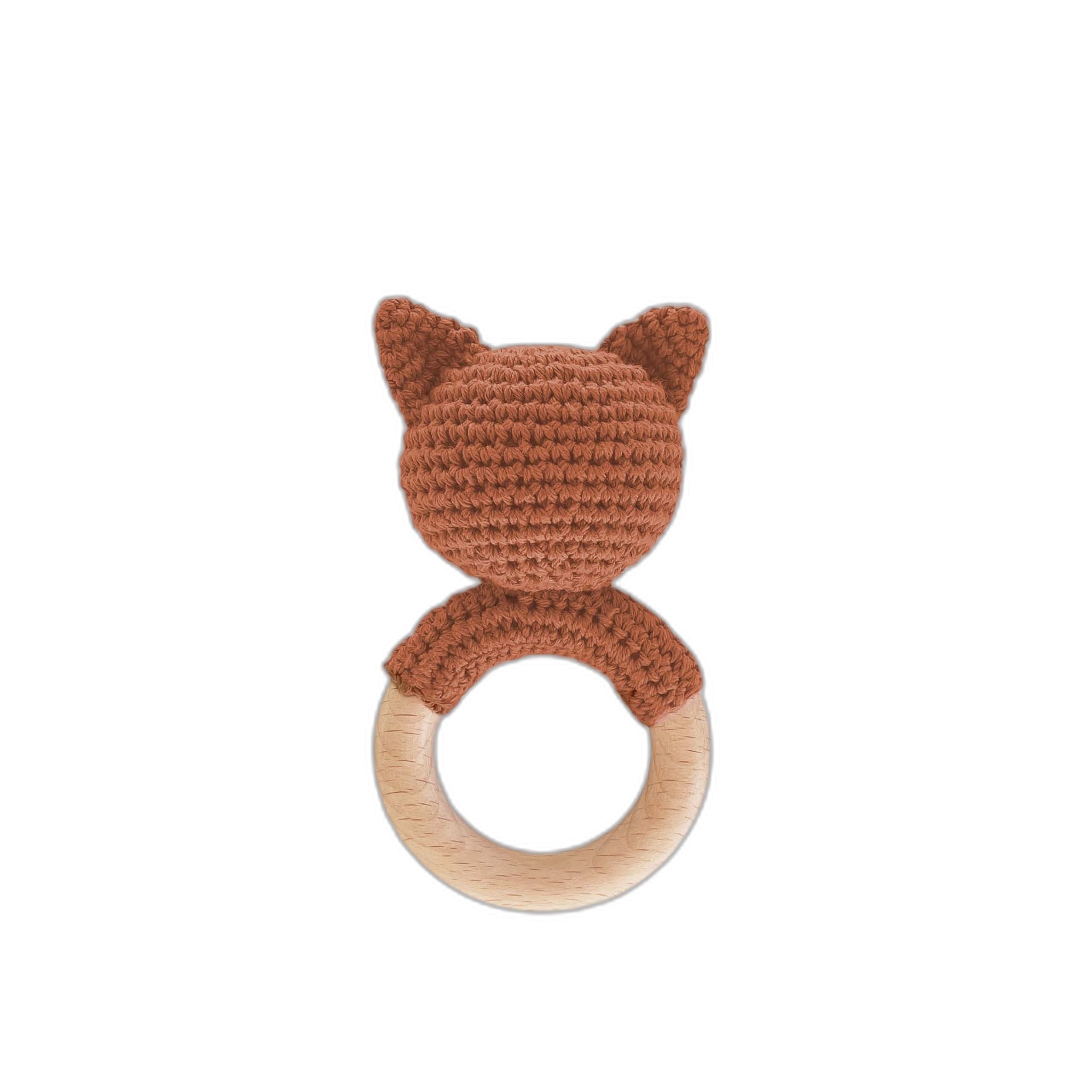 Cotton Crochet Rattle Teether, Fox
