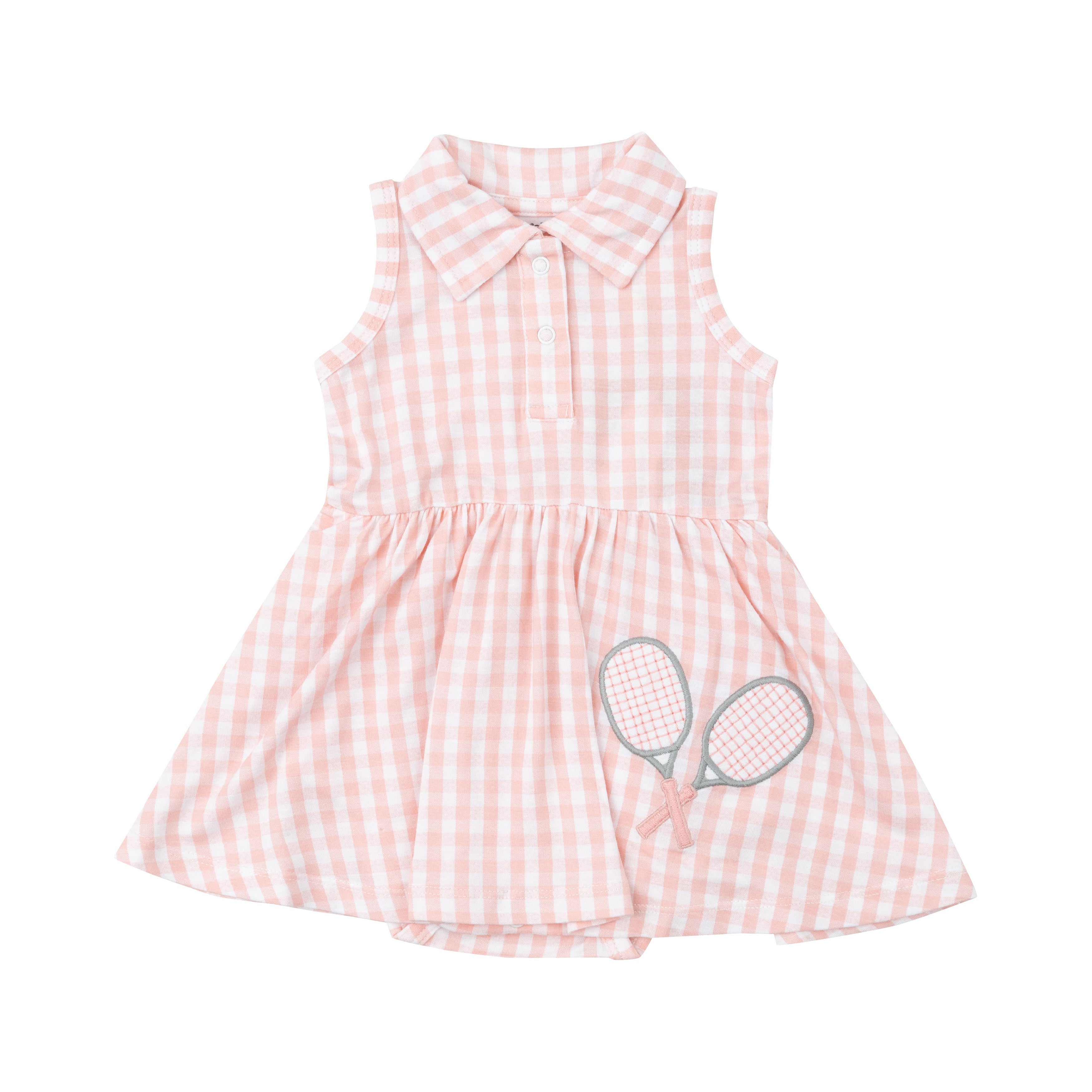 Tennis Tank Bodysuit Dress - Mini Pink Gingham