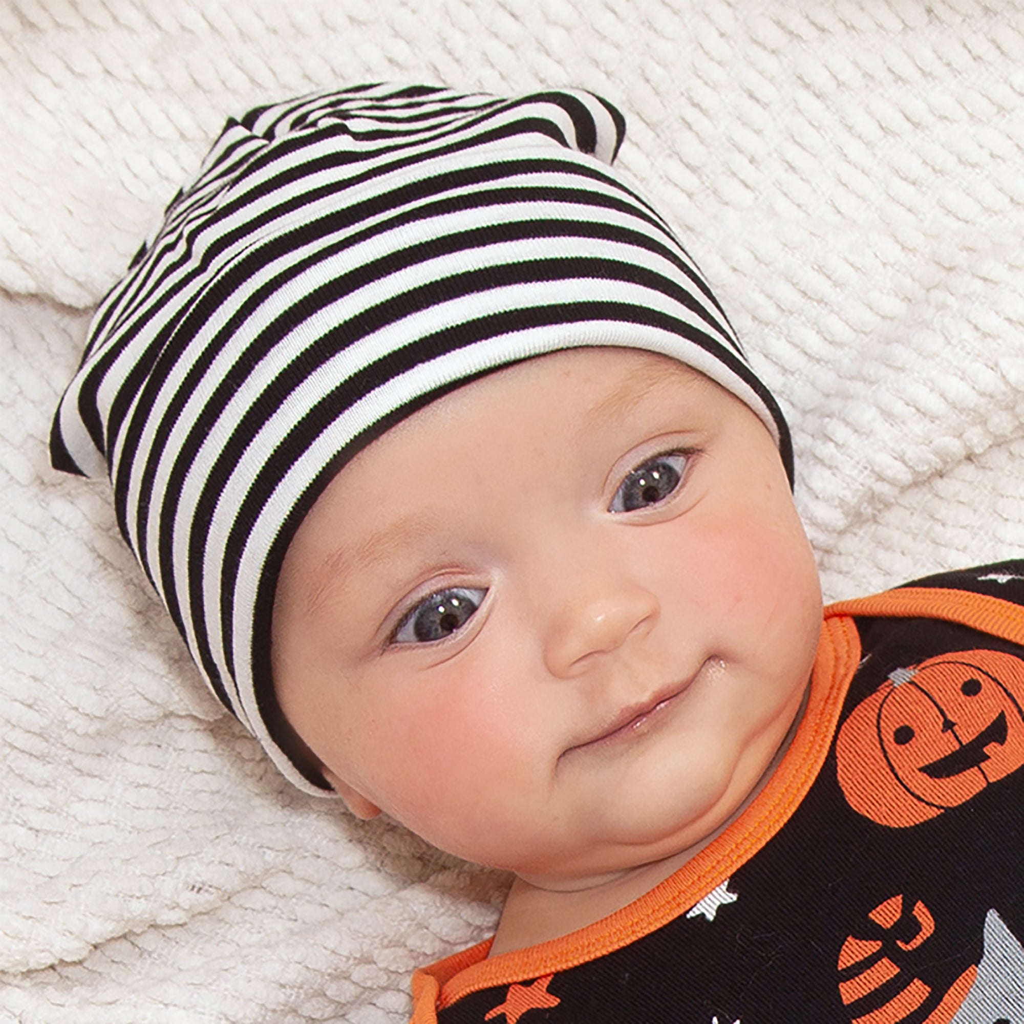 Baby Hat Black Thin Stripes