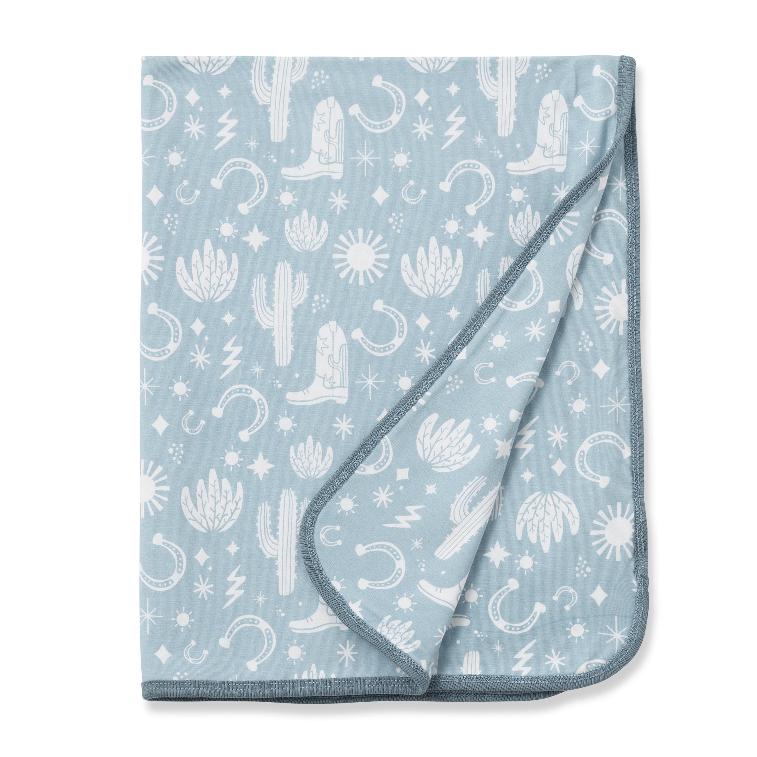 Wild West/blue Bamboo Stroller Blanket