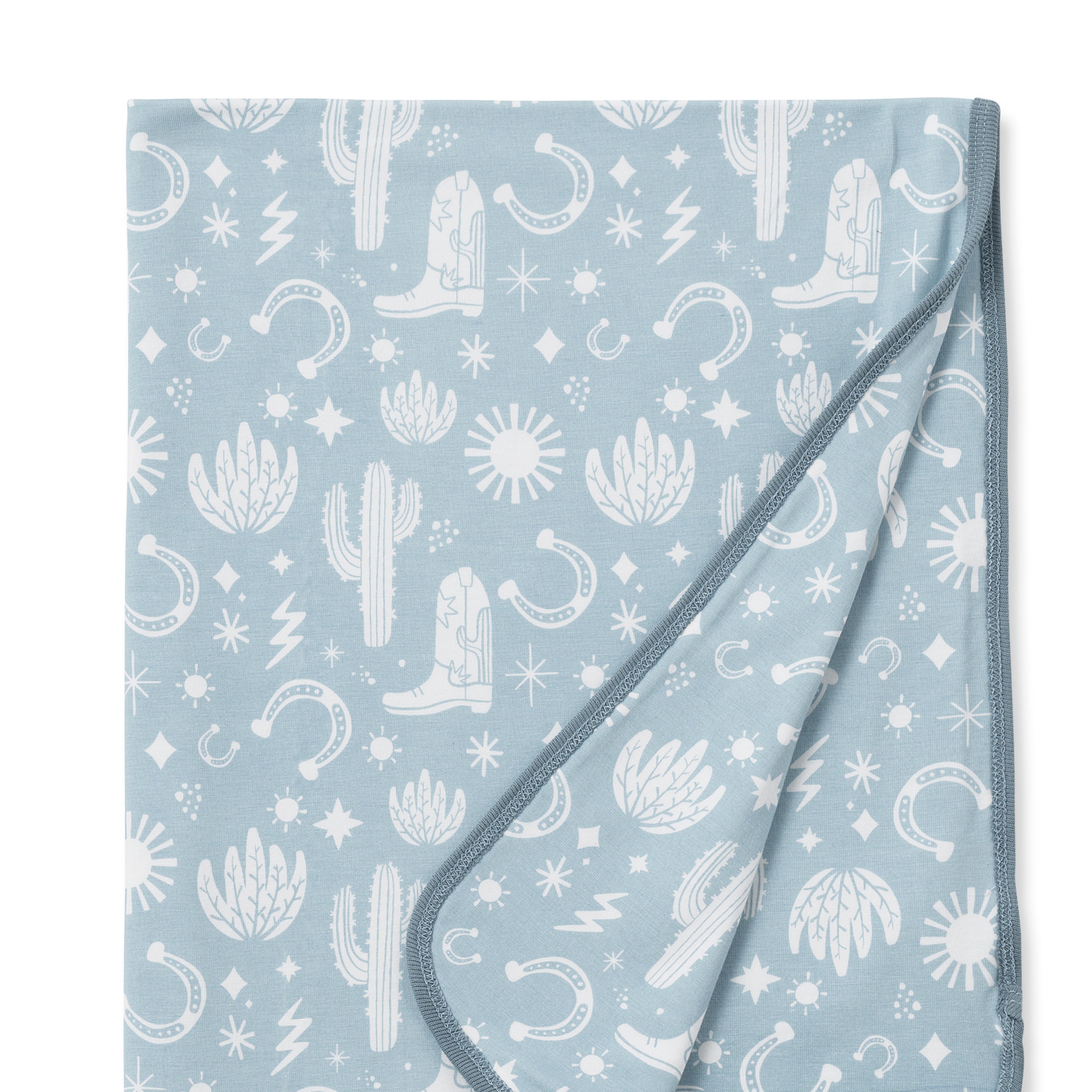 Wild West/blue Bamboo Stroller Blanket