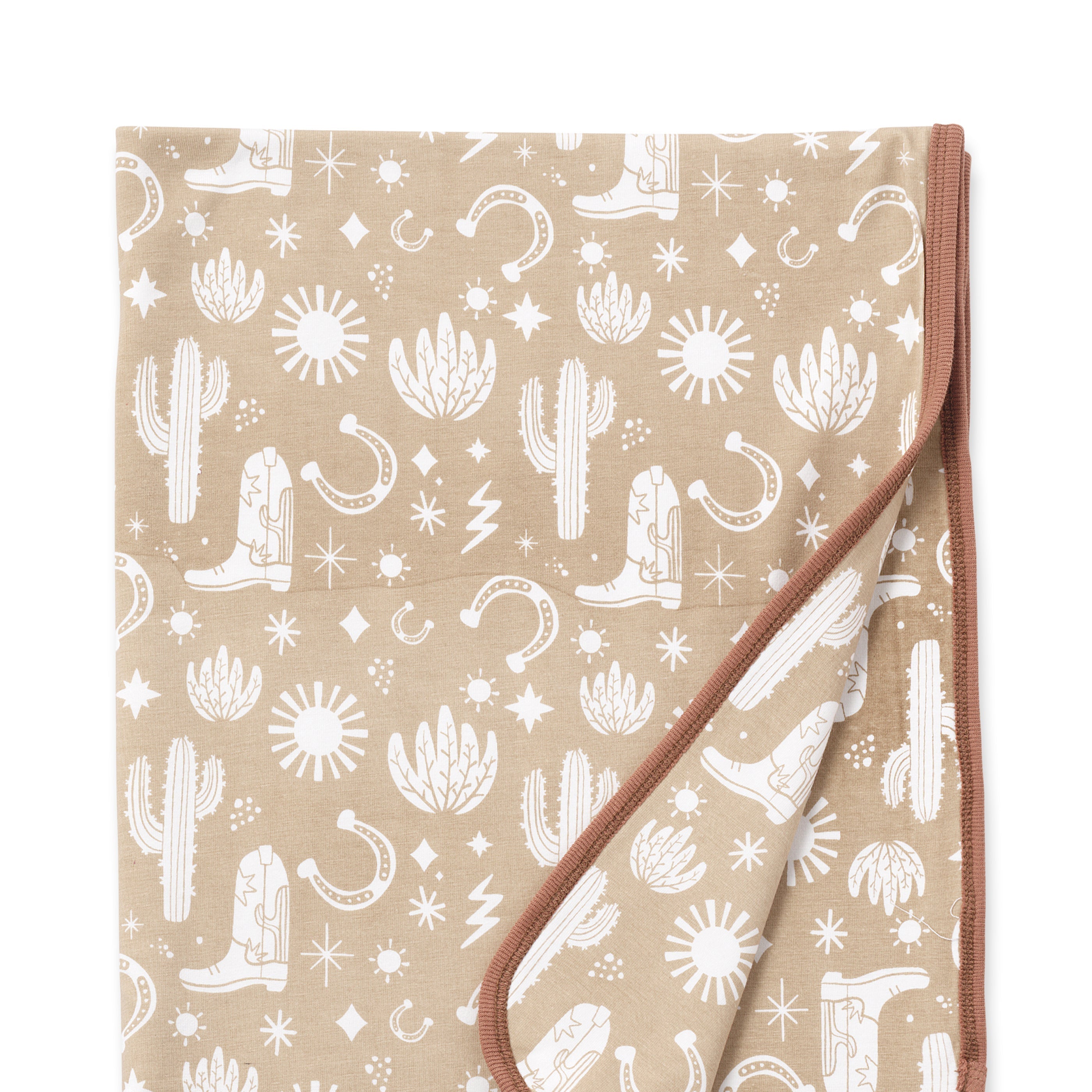 Wild West/tan Bamboo Stroller Blanket