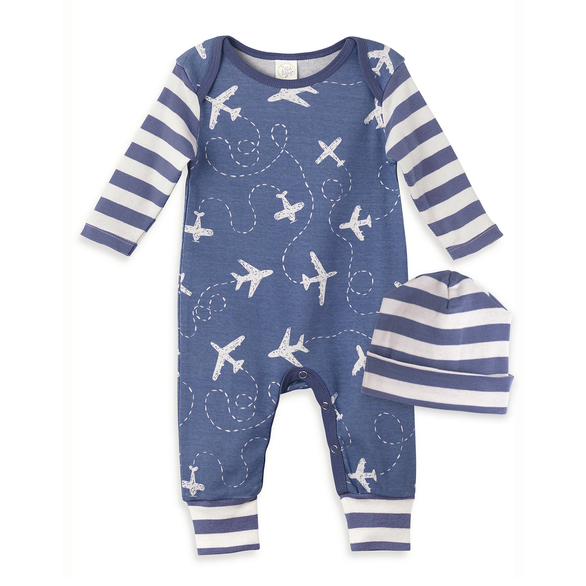 2-pc Gift Set Airplanes Romper & Hat Outfit