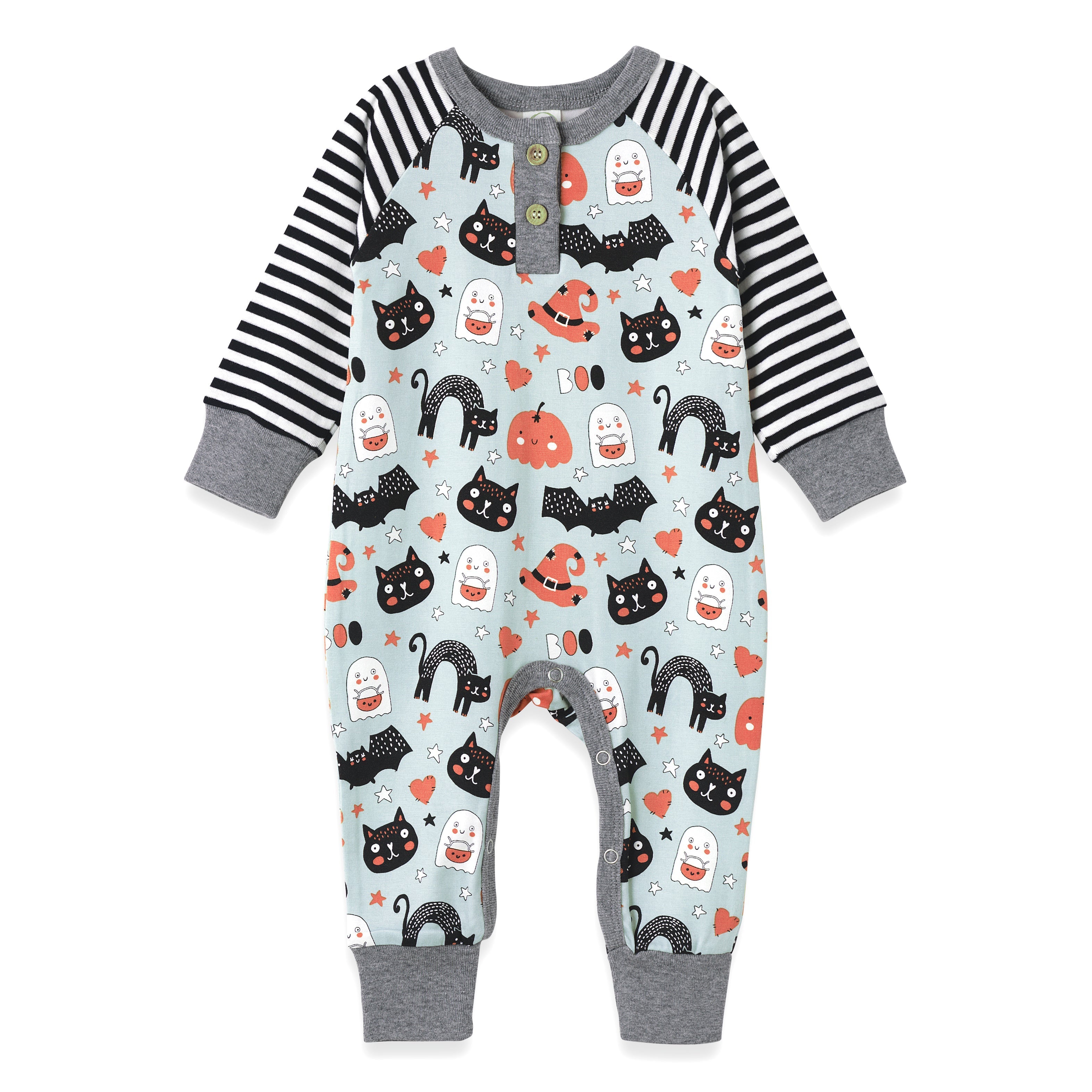 Halloween Pumpkin-pals Henley Bamboo Romper