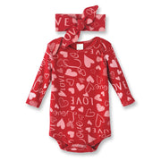 Hearts Full Of Love Bodysuit & Headband Set