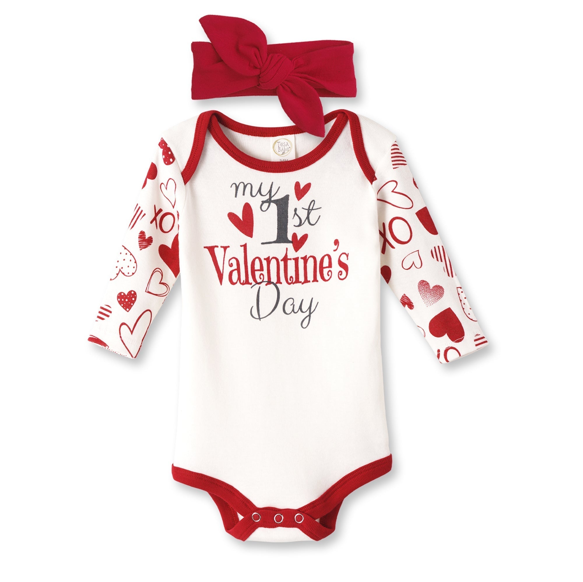 My 1st Valentine's Day Bodysuit & Headband Set