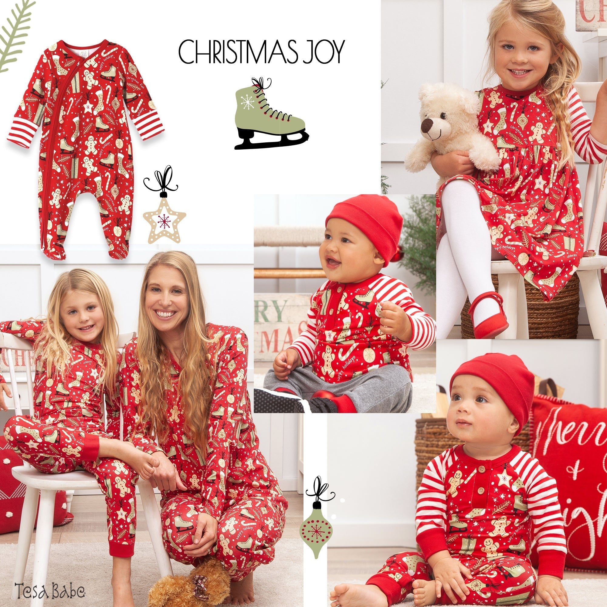 Christmas Collage Bamboo Zipper Romper