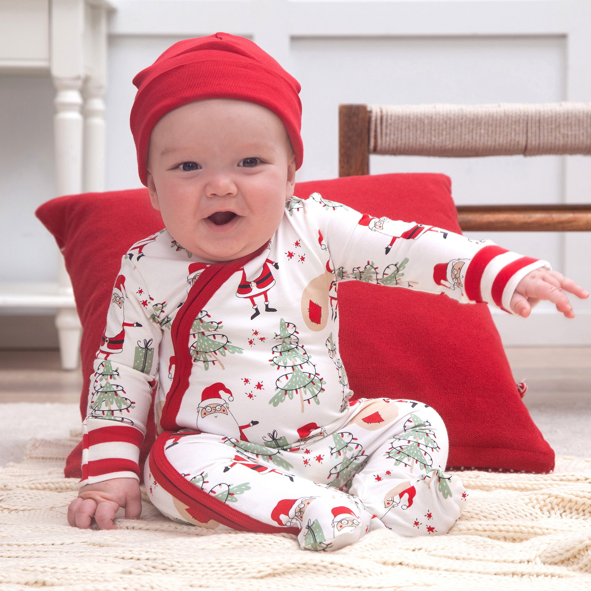 Christmas Santa Bamboo Zipper Romper