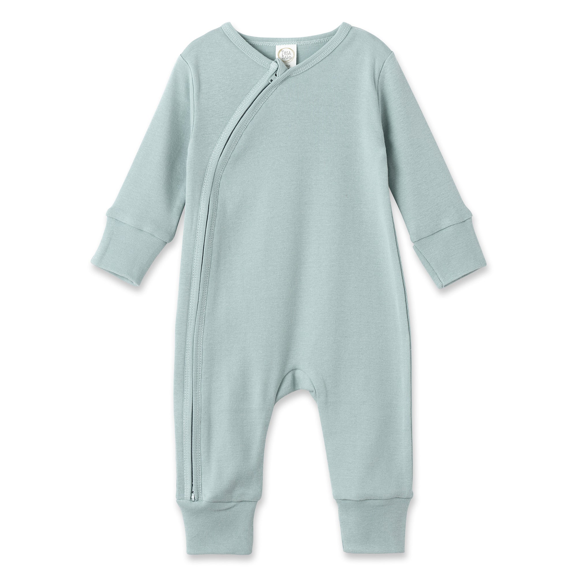 Dusty Blue Cotton Zipper Romper