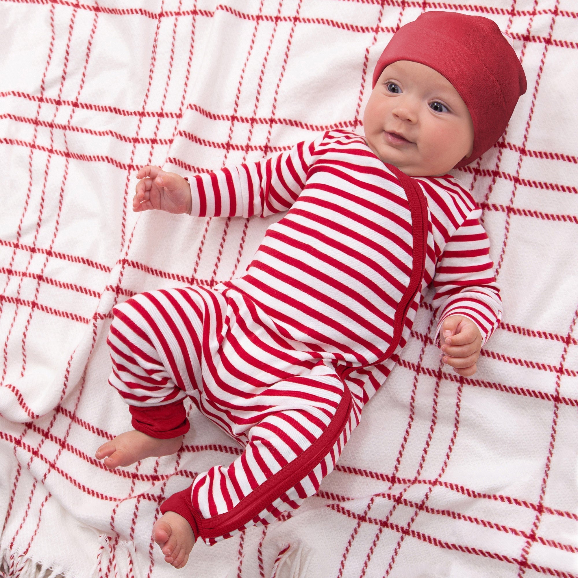 Striped Christmas Zipper Romper