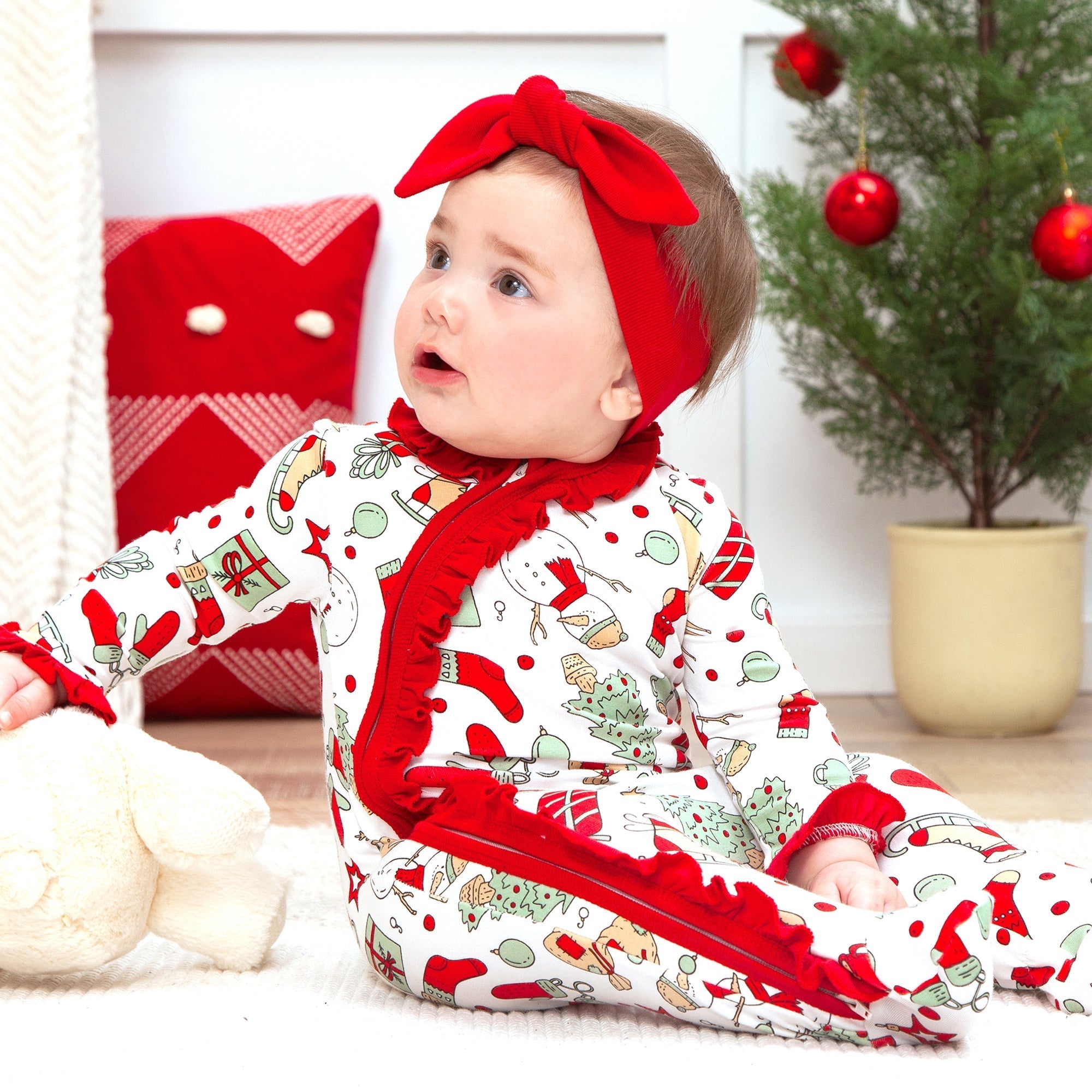 Holly Jolly Bamboo Zipper Romper