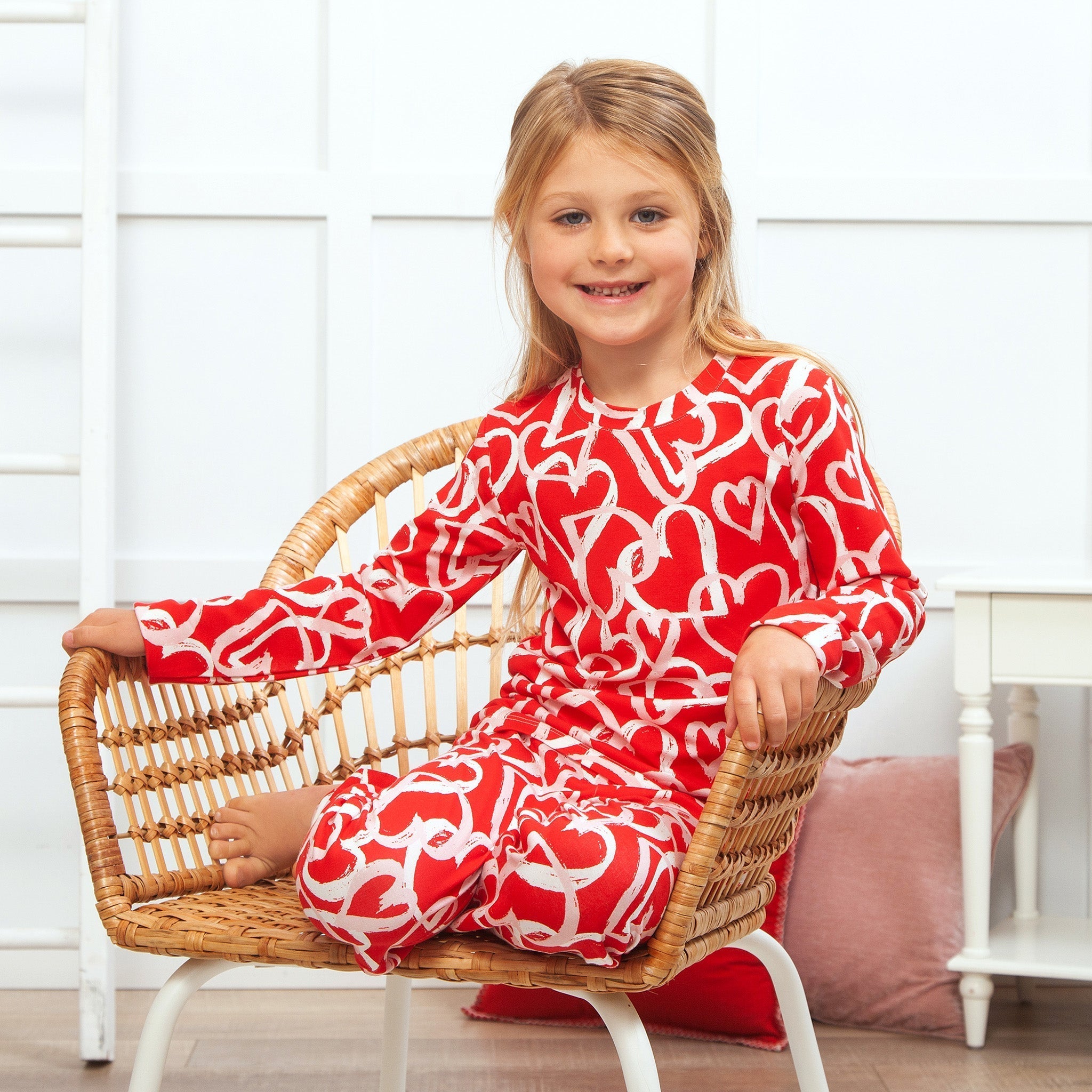 Happy Hearts Girl's Valentine Bamboo Pajama Set