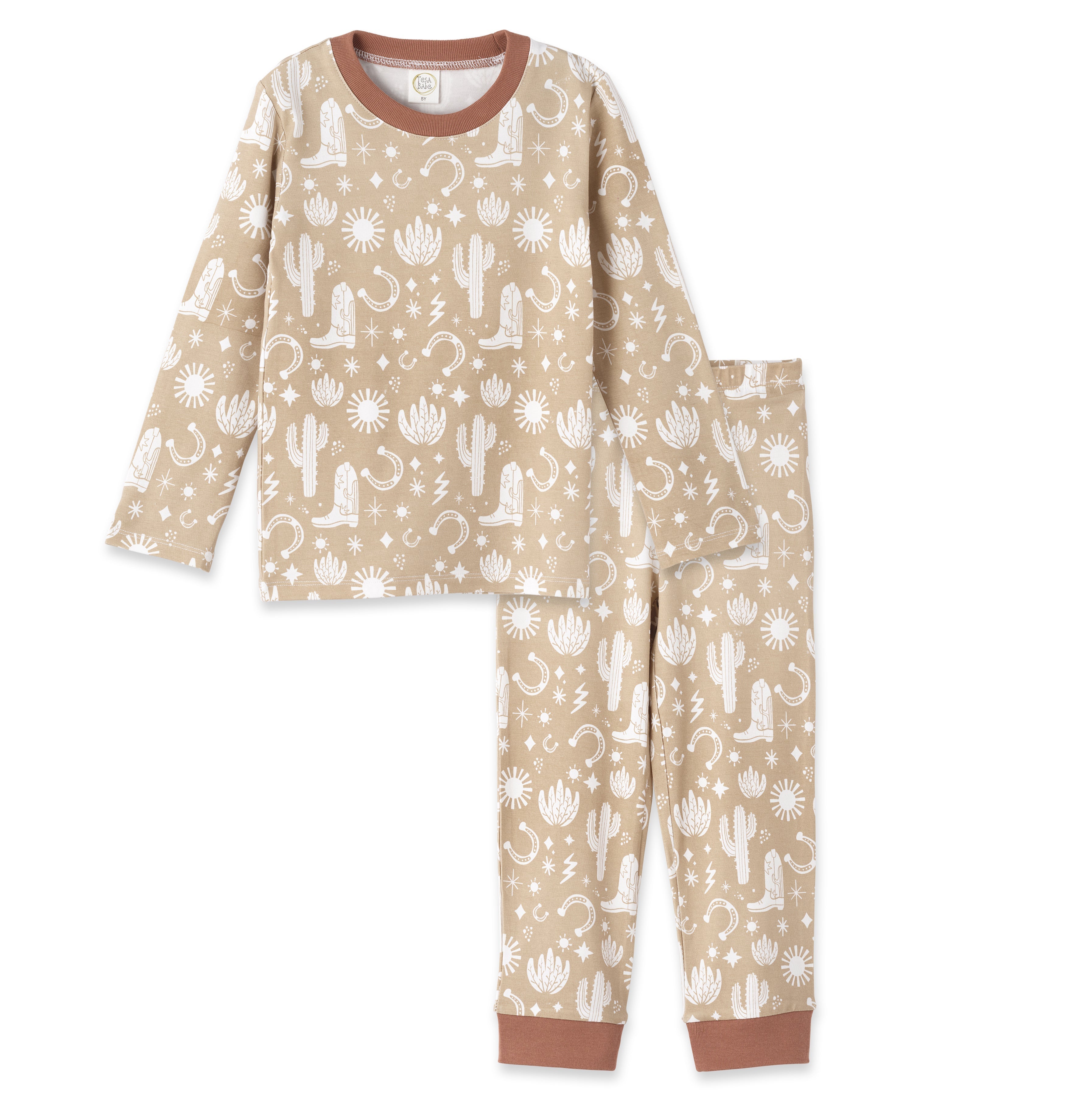 Wild West/tan Kids Bamboo Pajama Set