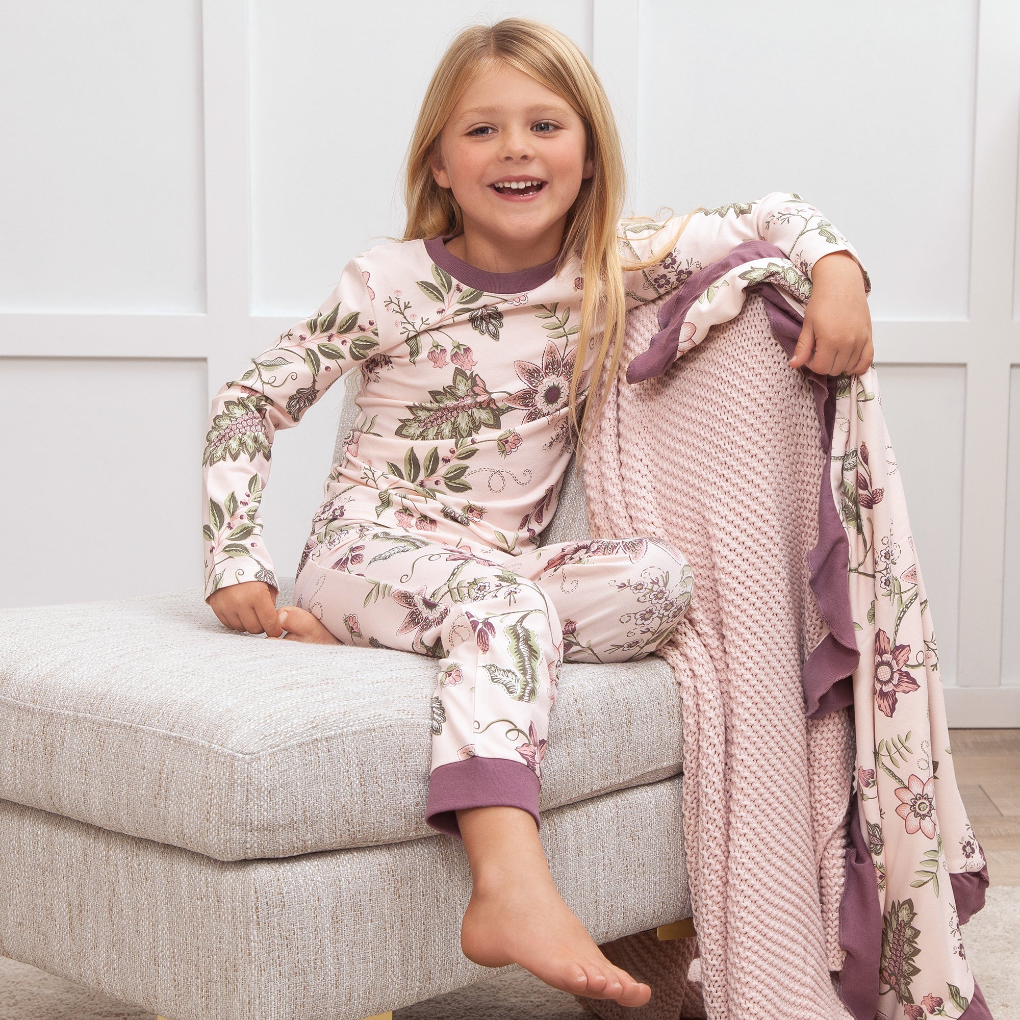 Floral Stitchery Bamboo Pajama Set