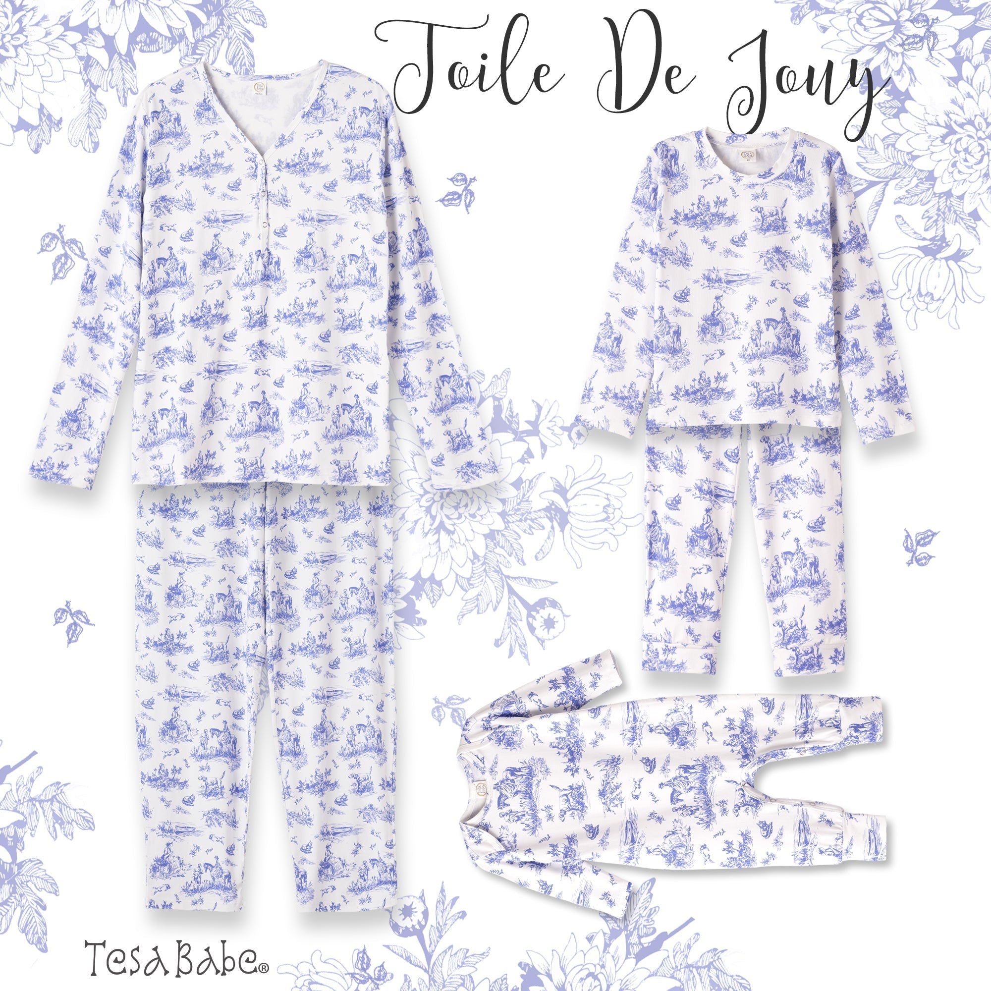 Toile De Jouy Girl's Bamboo Pajama Set