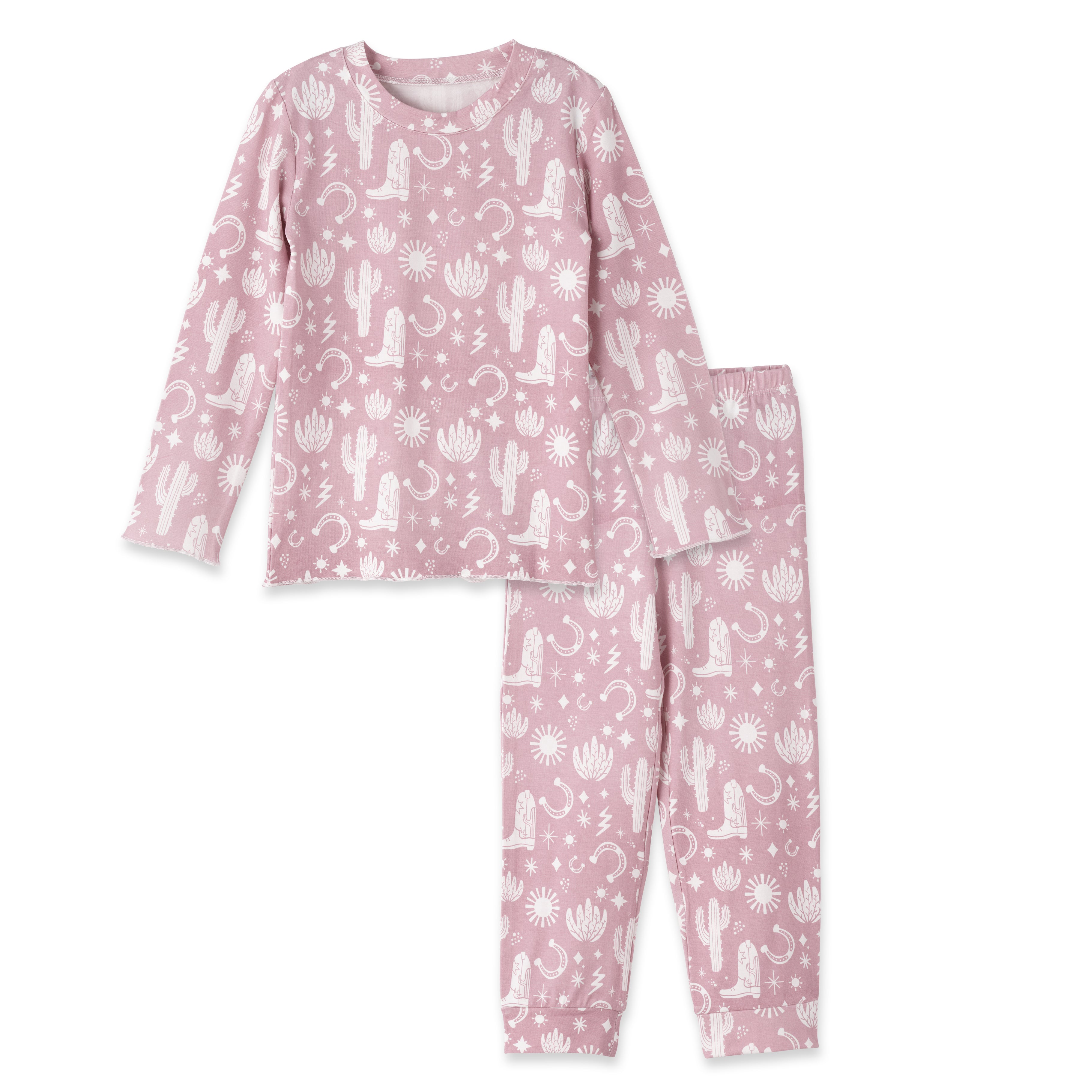 Wild West/pink Girl's Bamboo Pajama Set